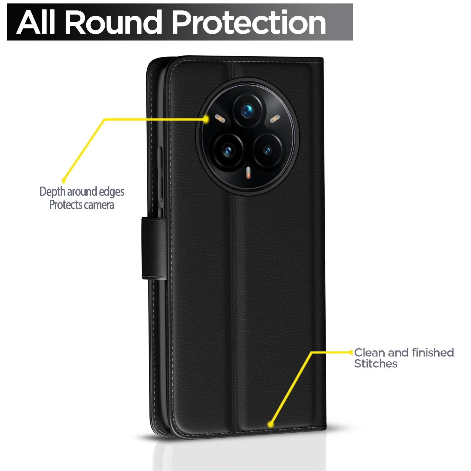 Pikkme Realme 14 Pro Plus 5G Wallet black mobile flip cover – photo 4