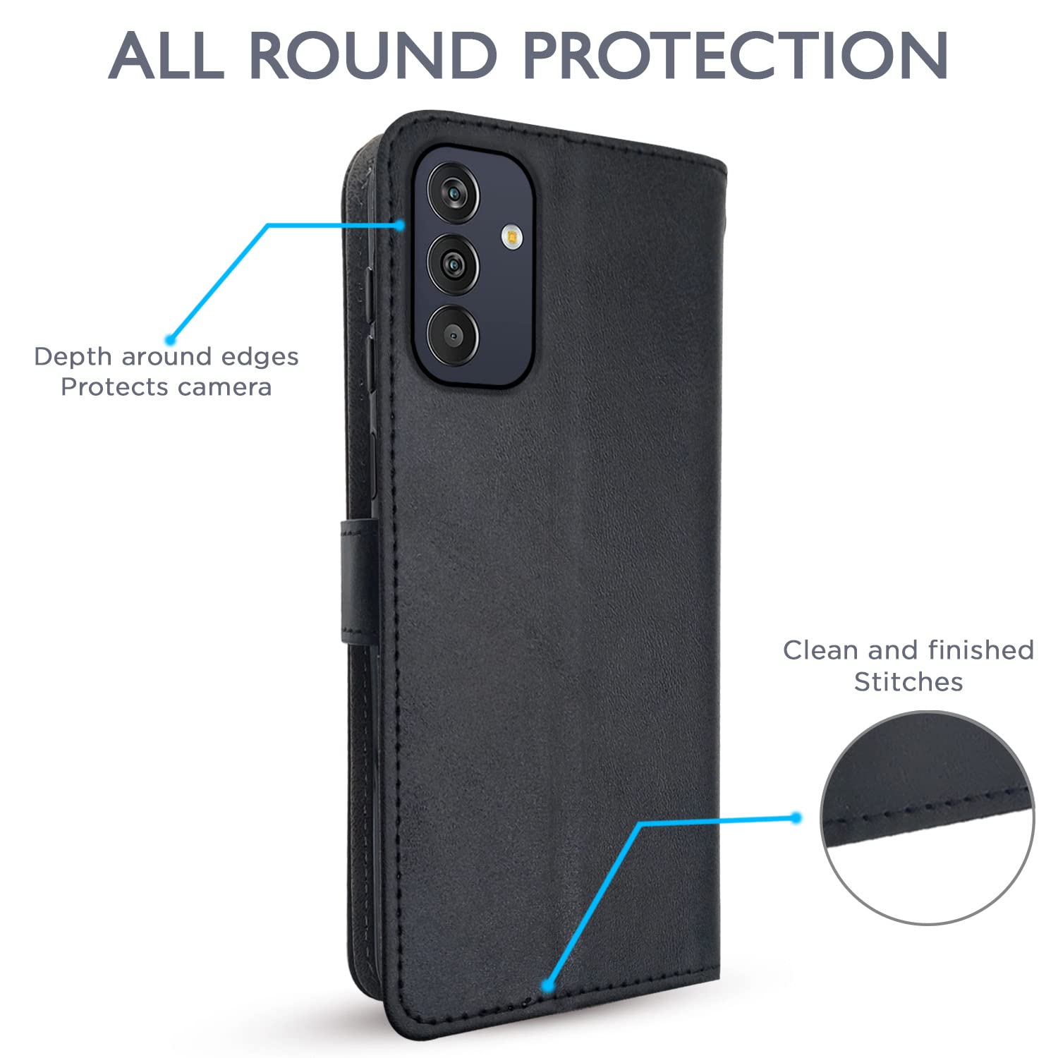 Samsung M13 4G wallet flip cover in black by Pikkme – photo 4