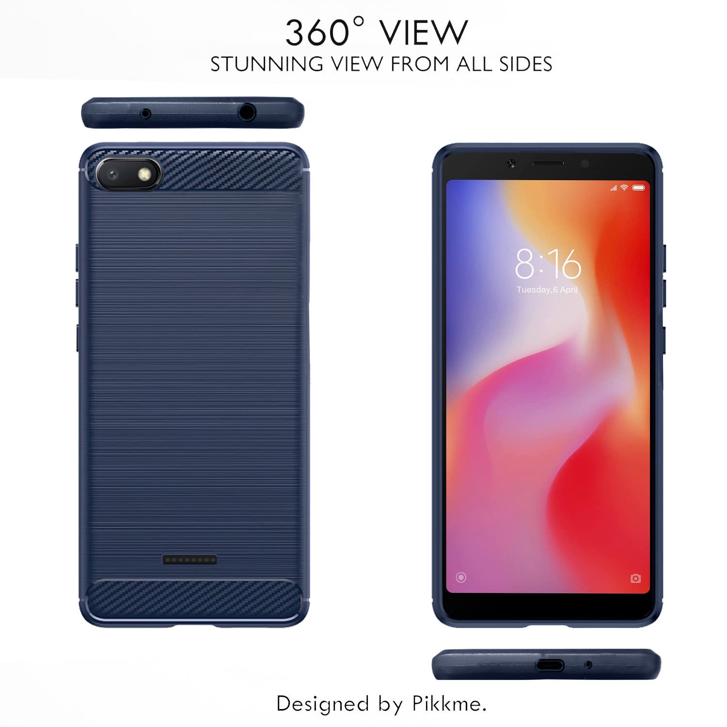 Pikkme Mi Redmi 6A Hybrid Carbon Fiber Back Cover | Blue