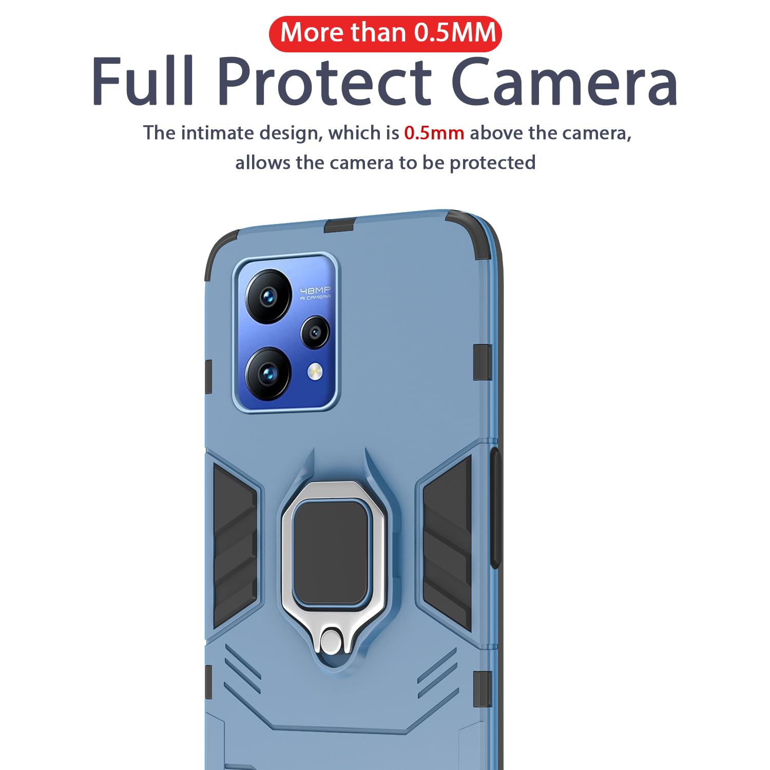 Pikkme Realme Narzo 50 Pro 5G D5 Tough Armor Back Cover | Blue