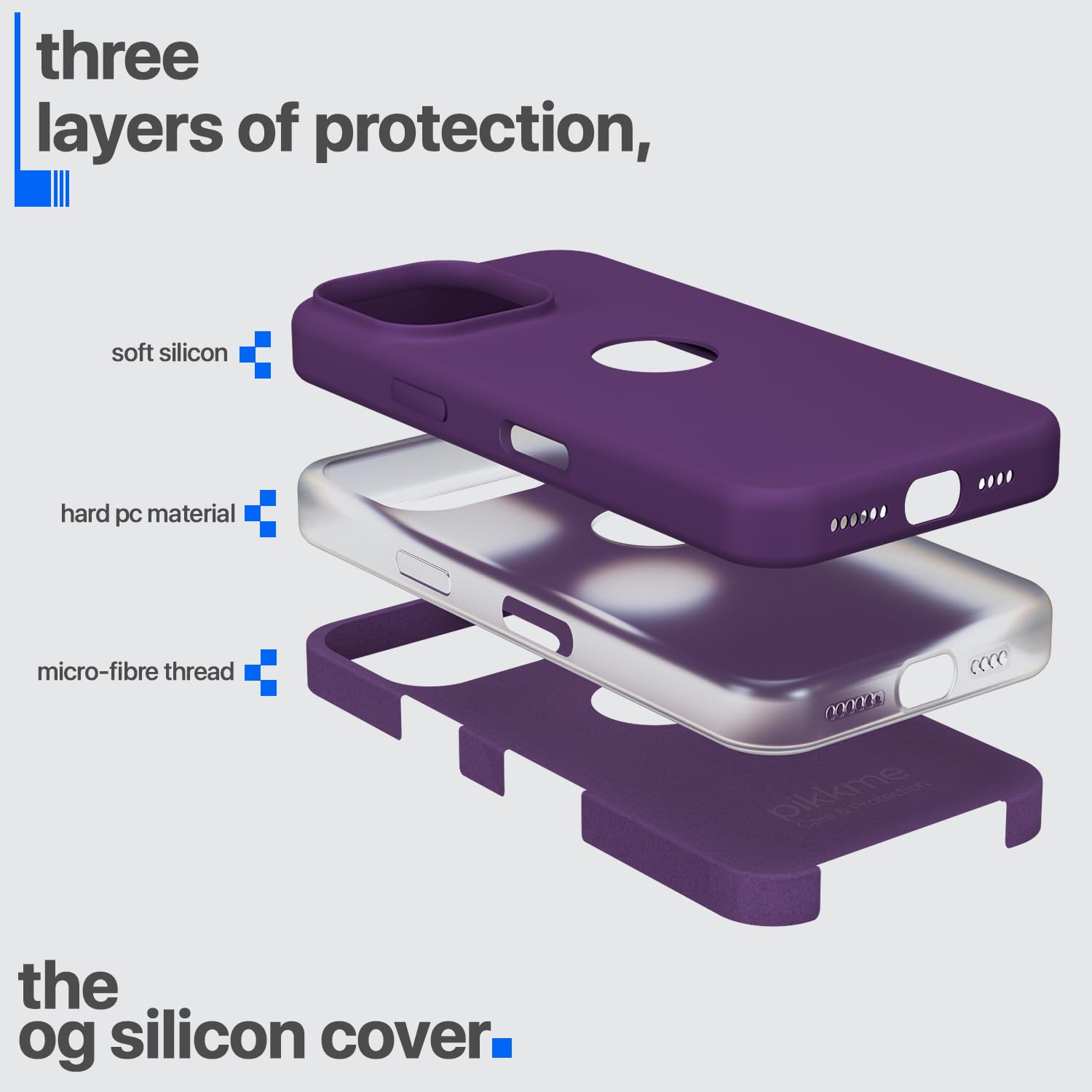 Pikkme iPhone 16 Pro Max Super Soft Silicone Back Cover (Grape)