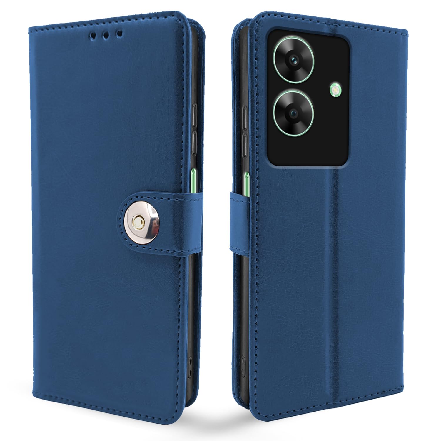 Realme C61/Narzo N61 Button wallet flip cover in blue by Pikkme