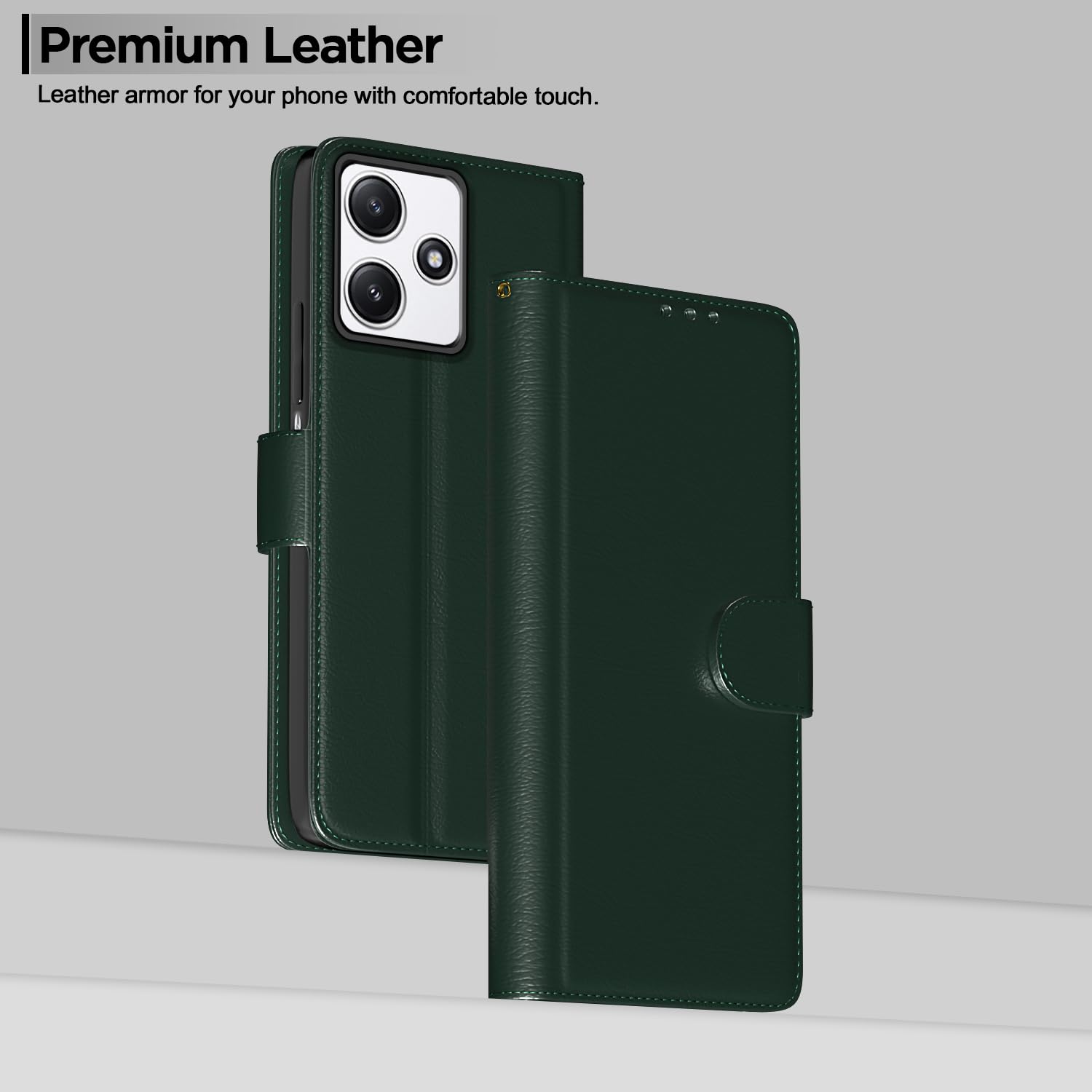 Pikkme Redmi 12 5G / Poco M6 Pro 5G Vintage Flip Cover |Green