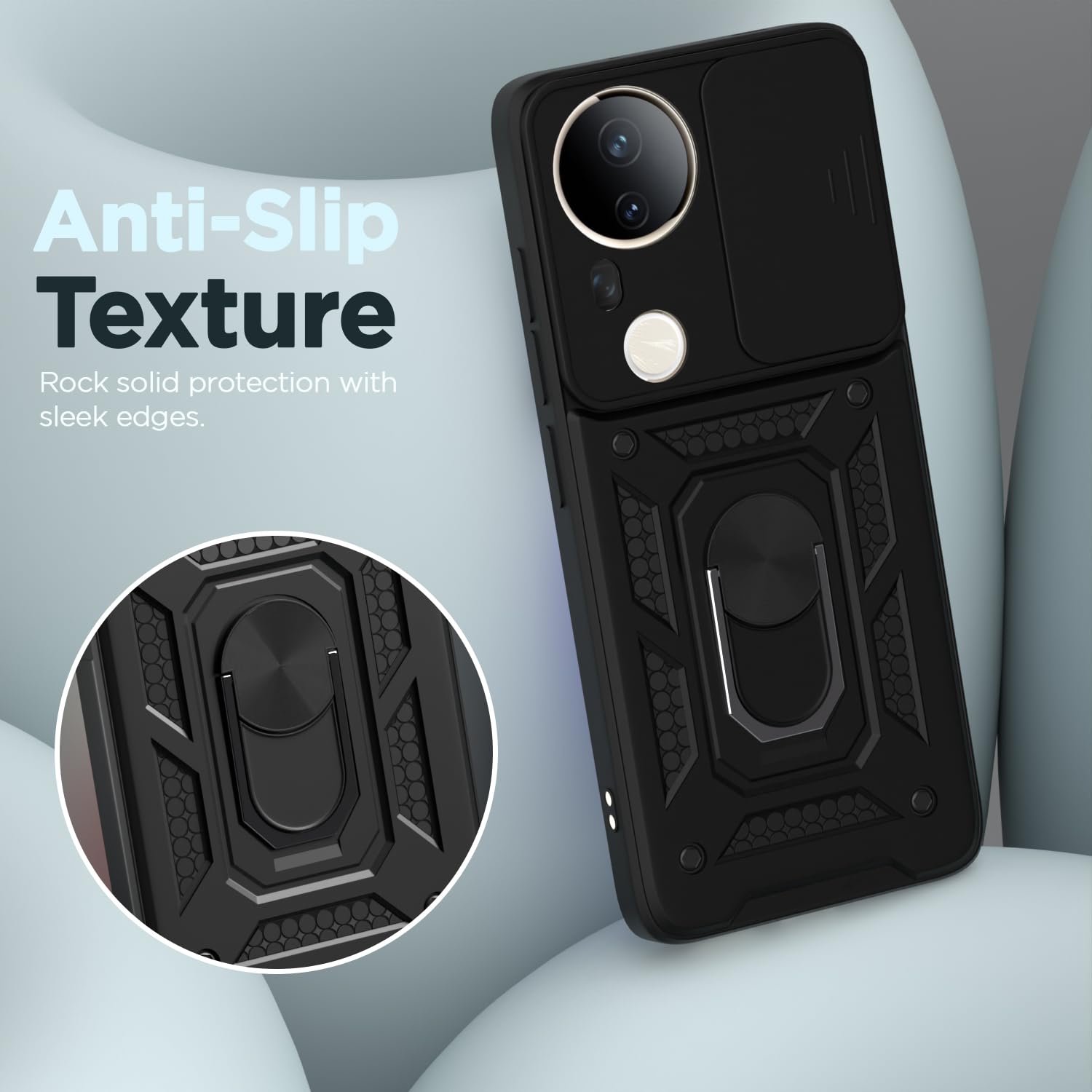 Pikkme Vivo T4 Ultra 5G D10 Tough Armor Back Cover (Black)