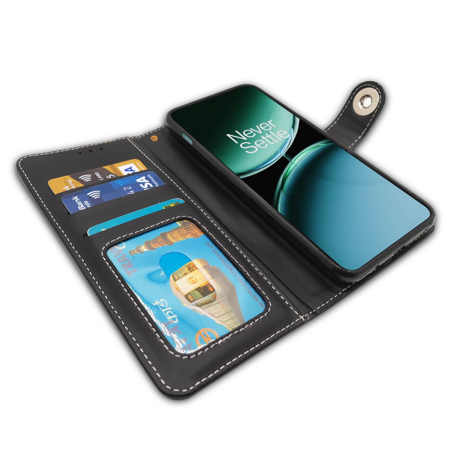 Pikkme OnePlus Nord Wallet Style Inbuilt Pockets & Stand | Strong Magnetic Flip Cover (Grey)