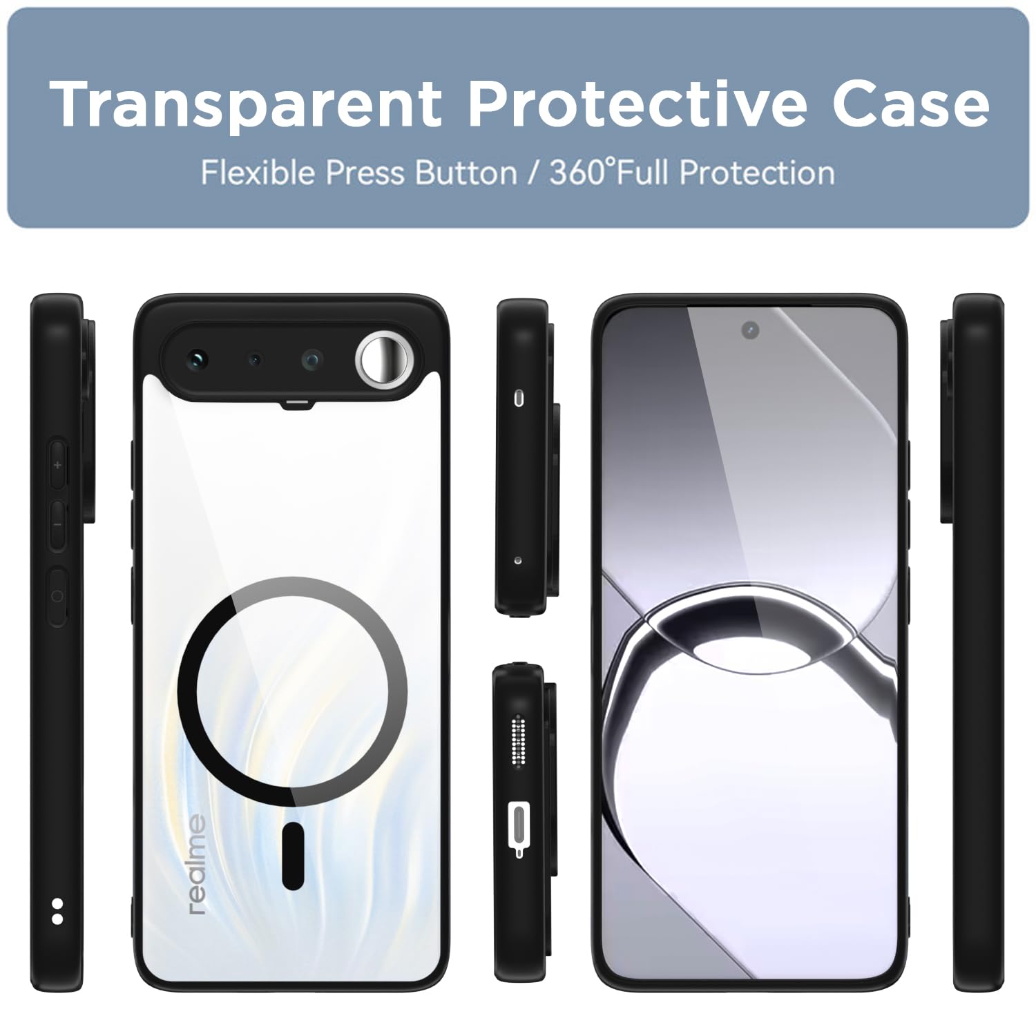 Realme 16 5G MagSafe mobile back cover in black mag-safe by Pikkme – photo 2