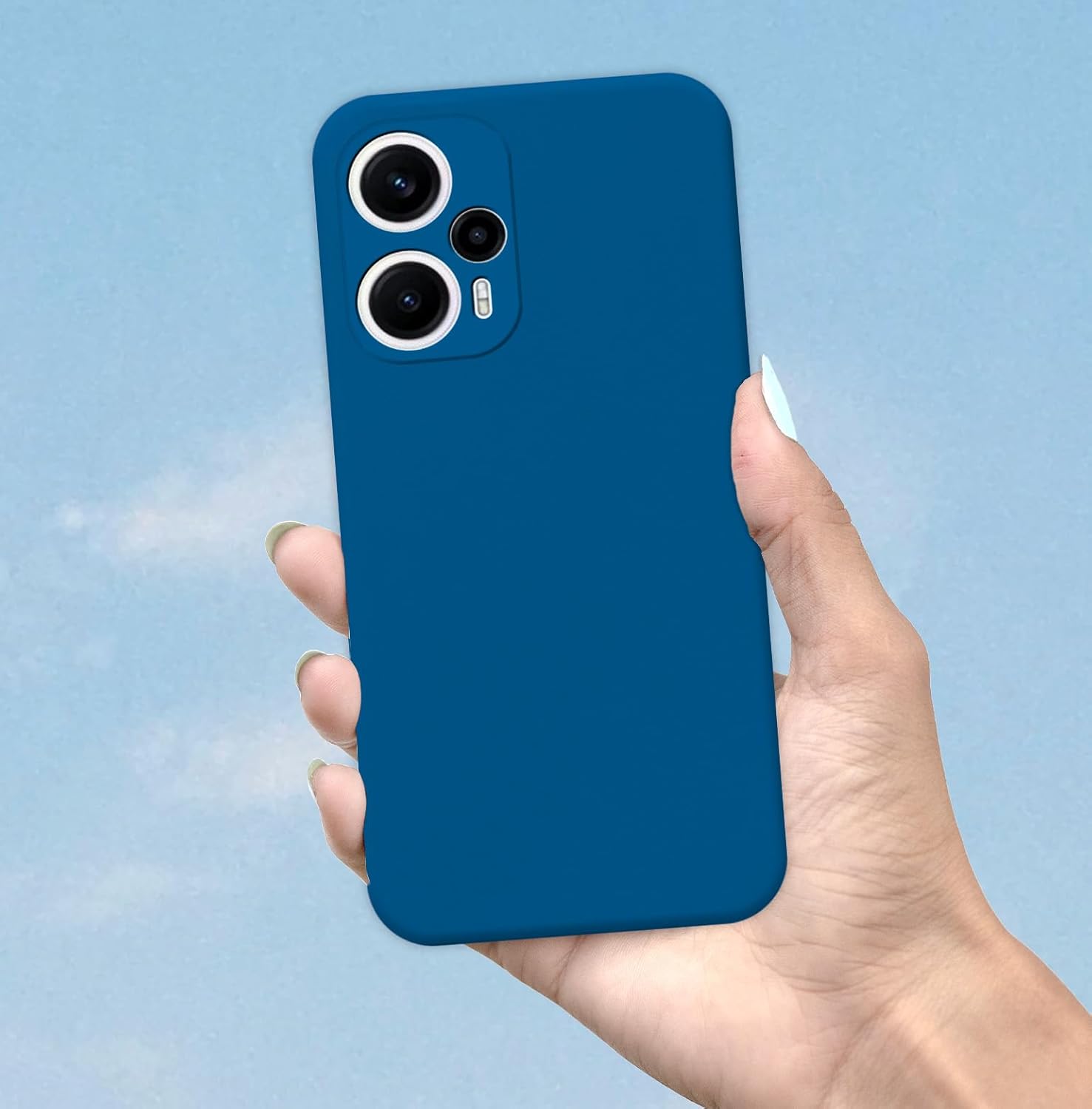 Pikkme Poco F5 5G Liquid Silicone Back Cover | Blue