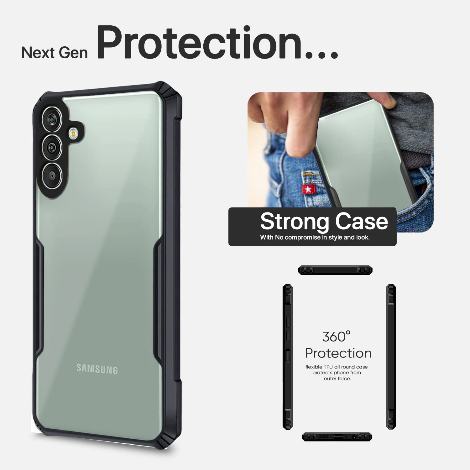 Samsung M13 4G Clear mobile cover in plastic, black by Pikkme – photo 7