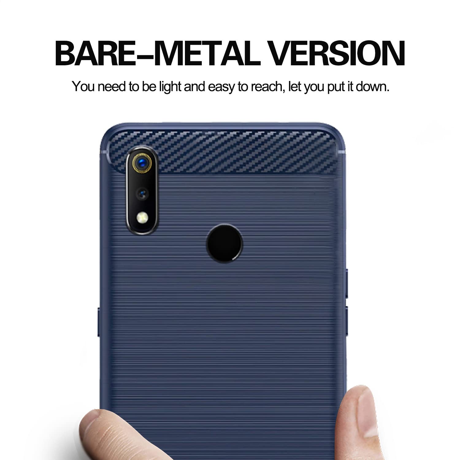 Pikkme Realme 3 / 3i Hybrid Carbon Fiber Back Cover | Blue