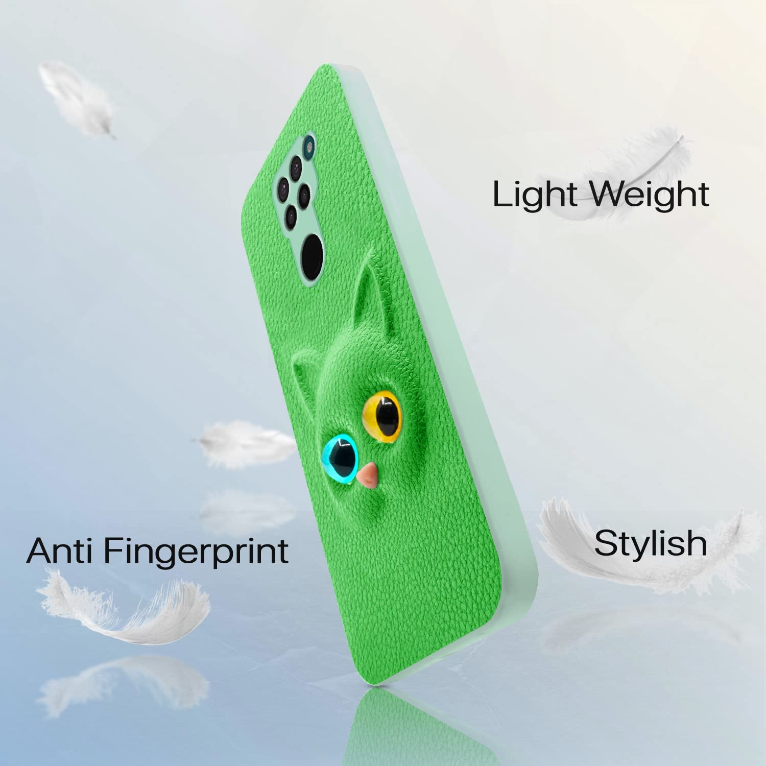 Redmi Note 9 Cat mobile cover in green by Pikkme – photo 5