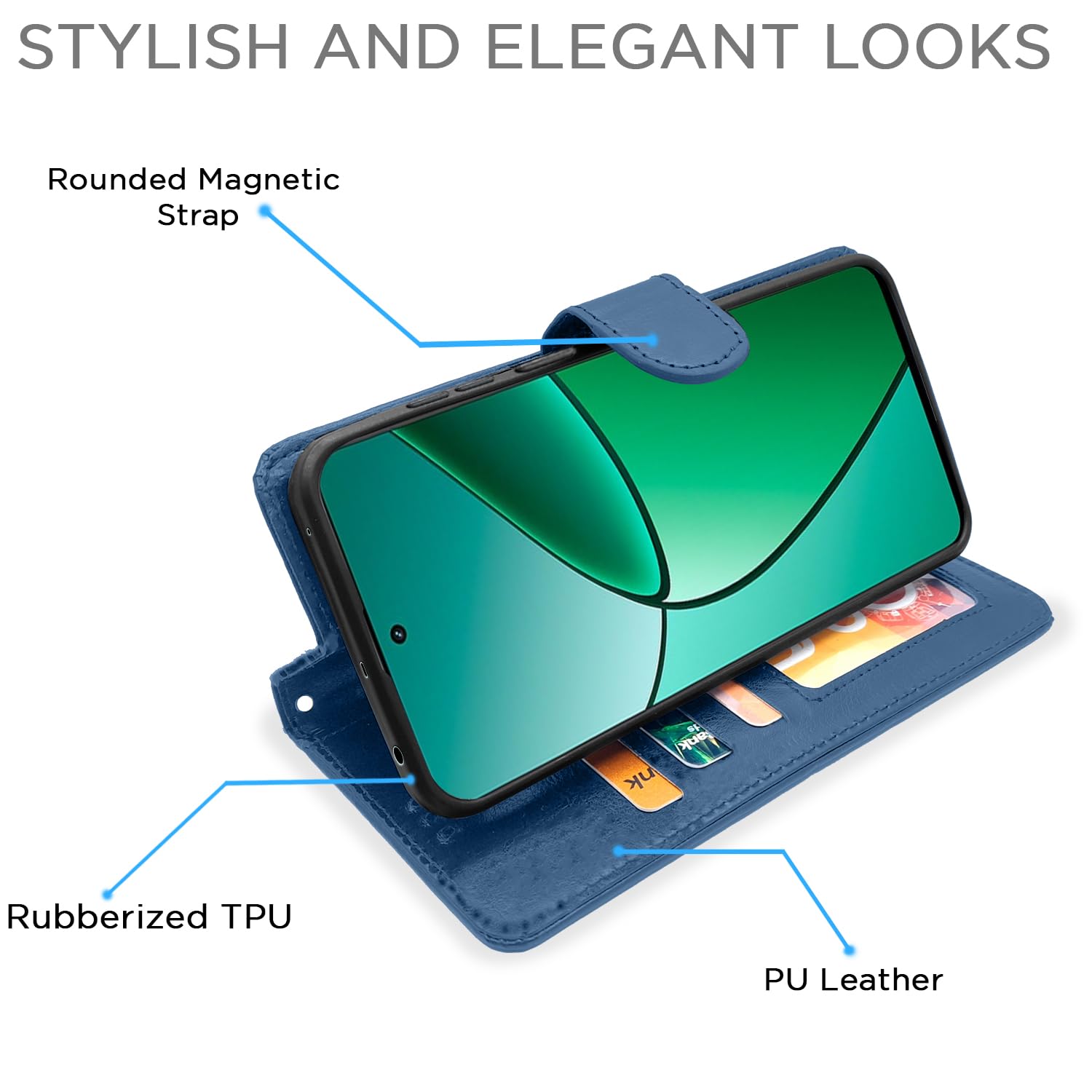 Pikkme Realme 12 Plus 5G Vintage Flip Cover (Blue)