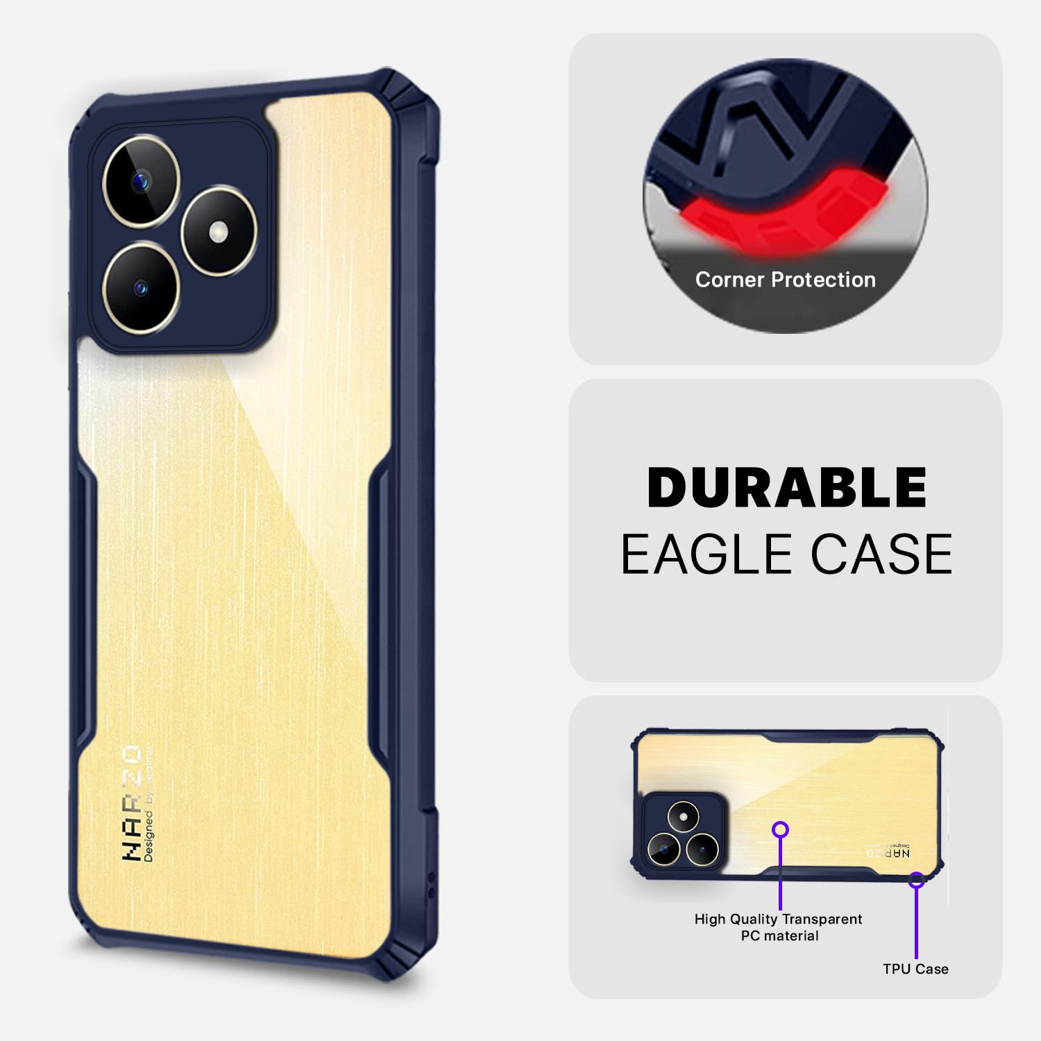 Realme Narzo N53 Hybrid phone cover in blue by Pikkme – photo 5