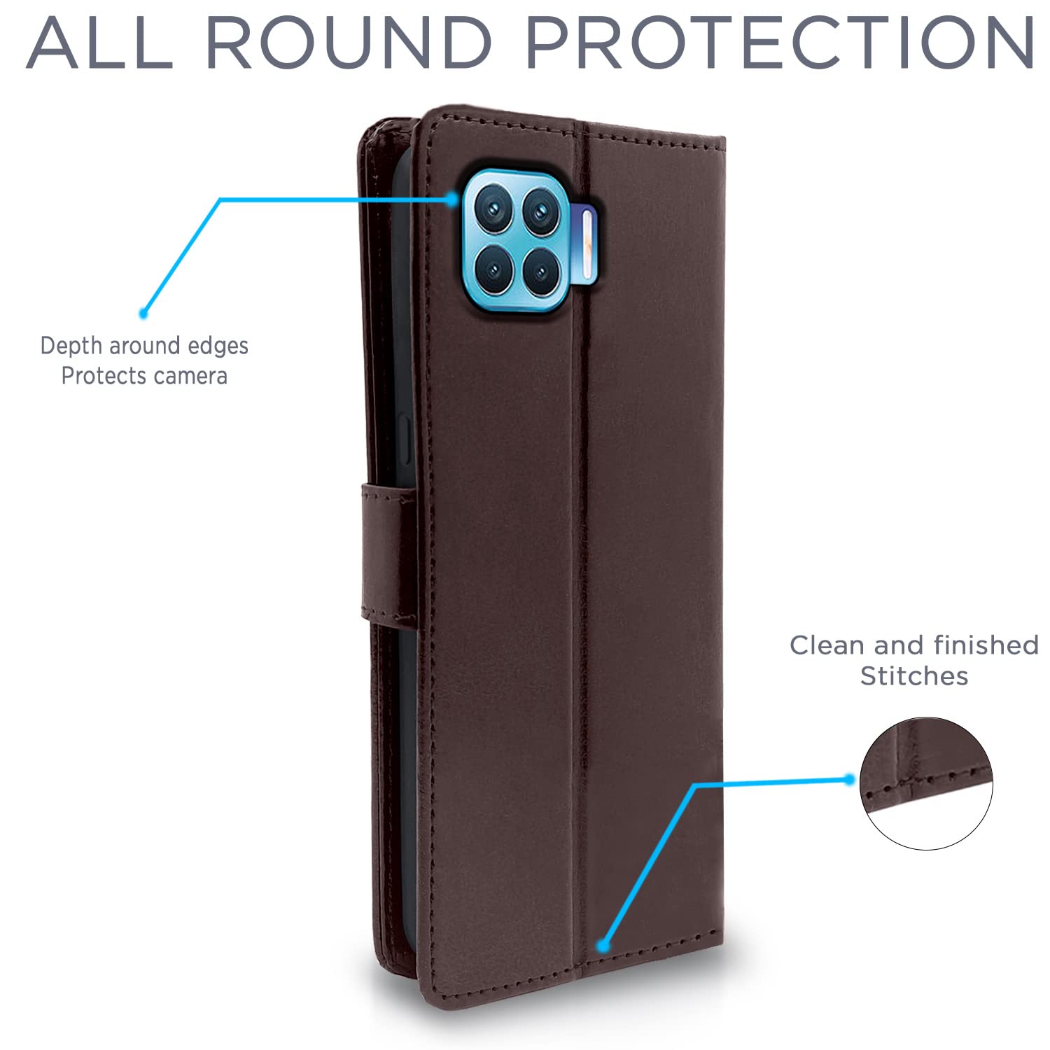 Pikkme Oppo F17 Pro Vintage Flip Cover (Coffee)