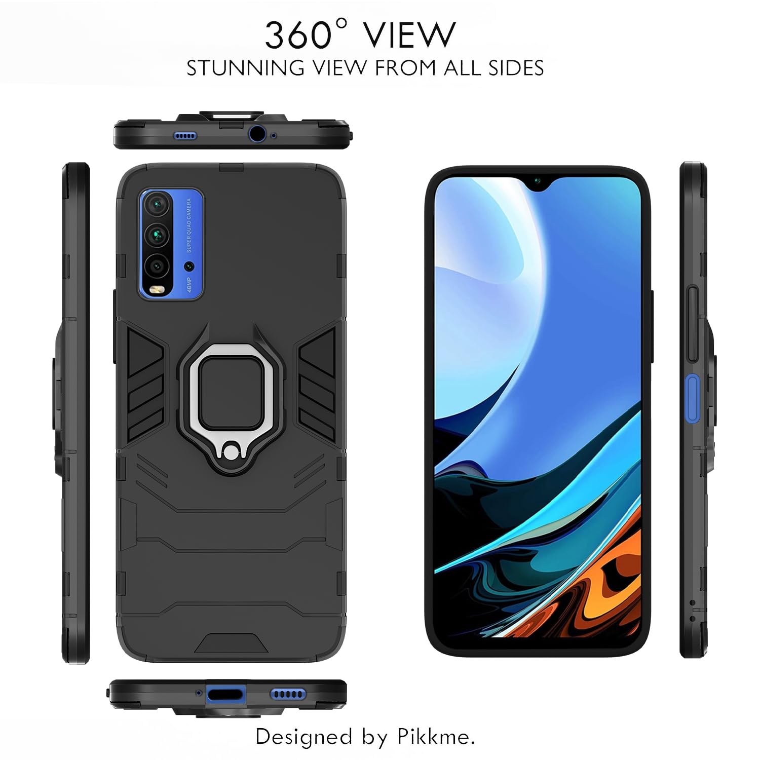 Pikkme Redmi 9 Power/Poco M3 D5 Tough Armor Back Cover | Black