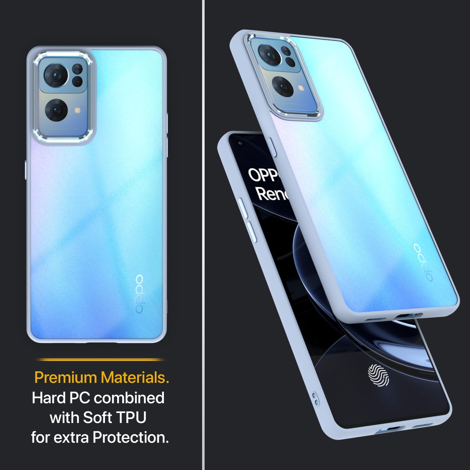 Pikkme Oppo Reno 7 Pro Camring Back Cover (Sierra Blue)