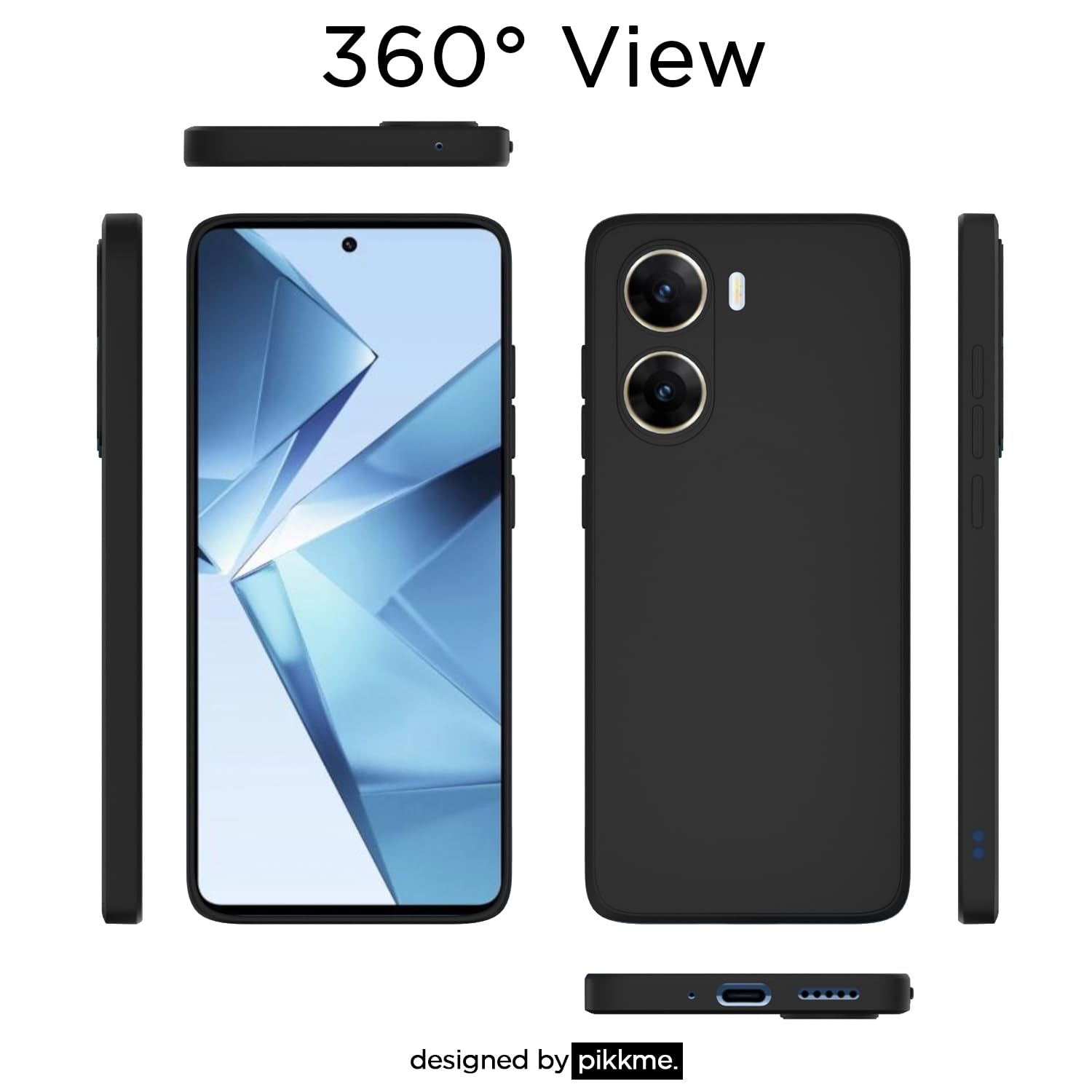Pikkme Vivo V29e 5G Soft Matte Silicone Shockproof Case (Black)