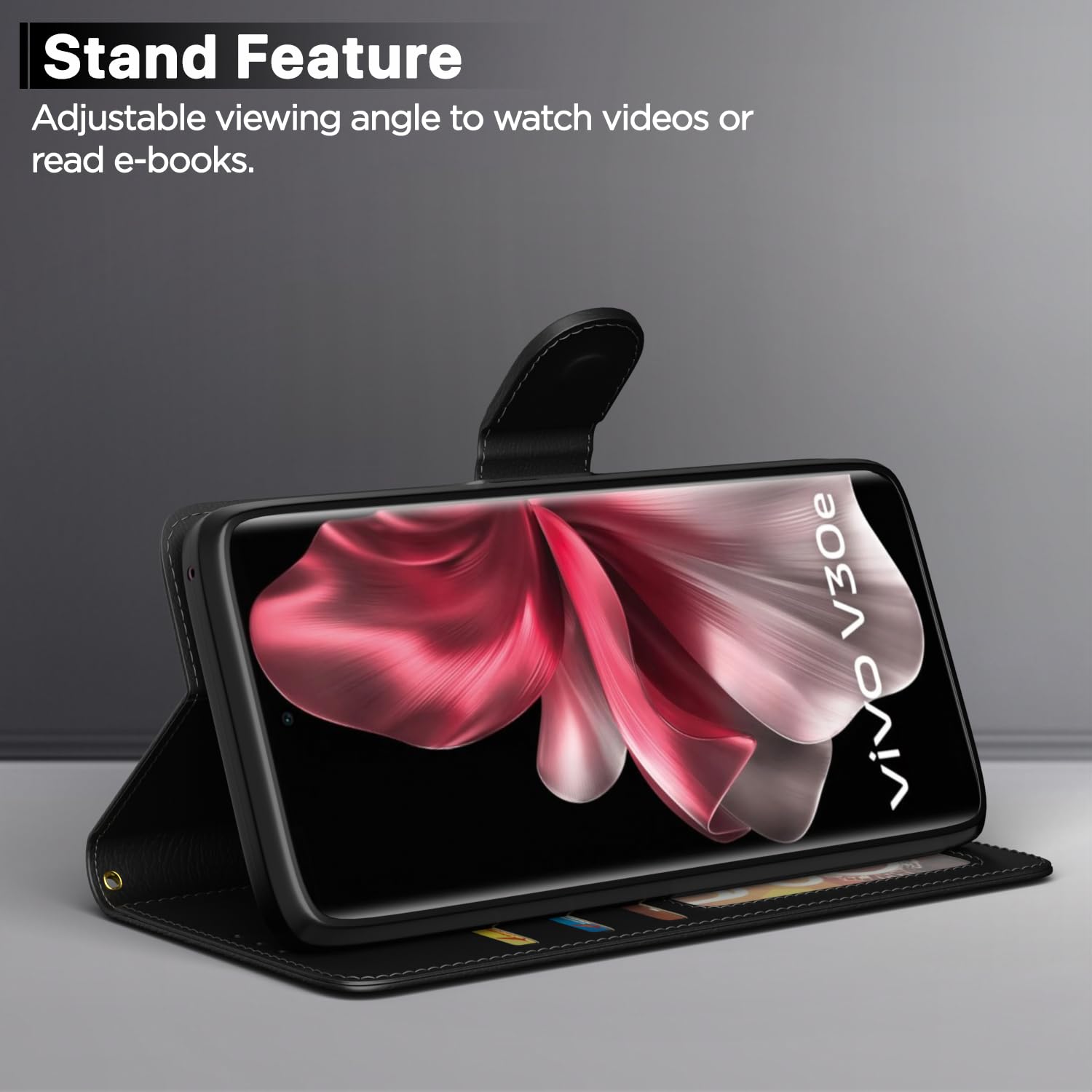 Black flip cover for Vivo V30e 5G – Pikkme – photo 3