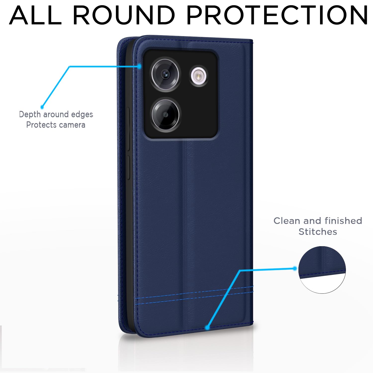 POCO M7 Pro 5G Magnetic wallet flip cover in blue by Pikkme – photo 4