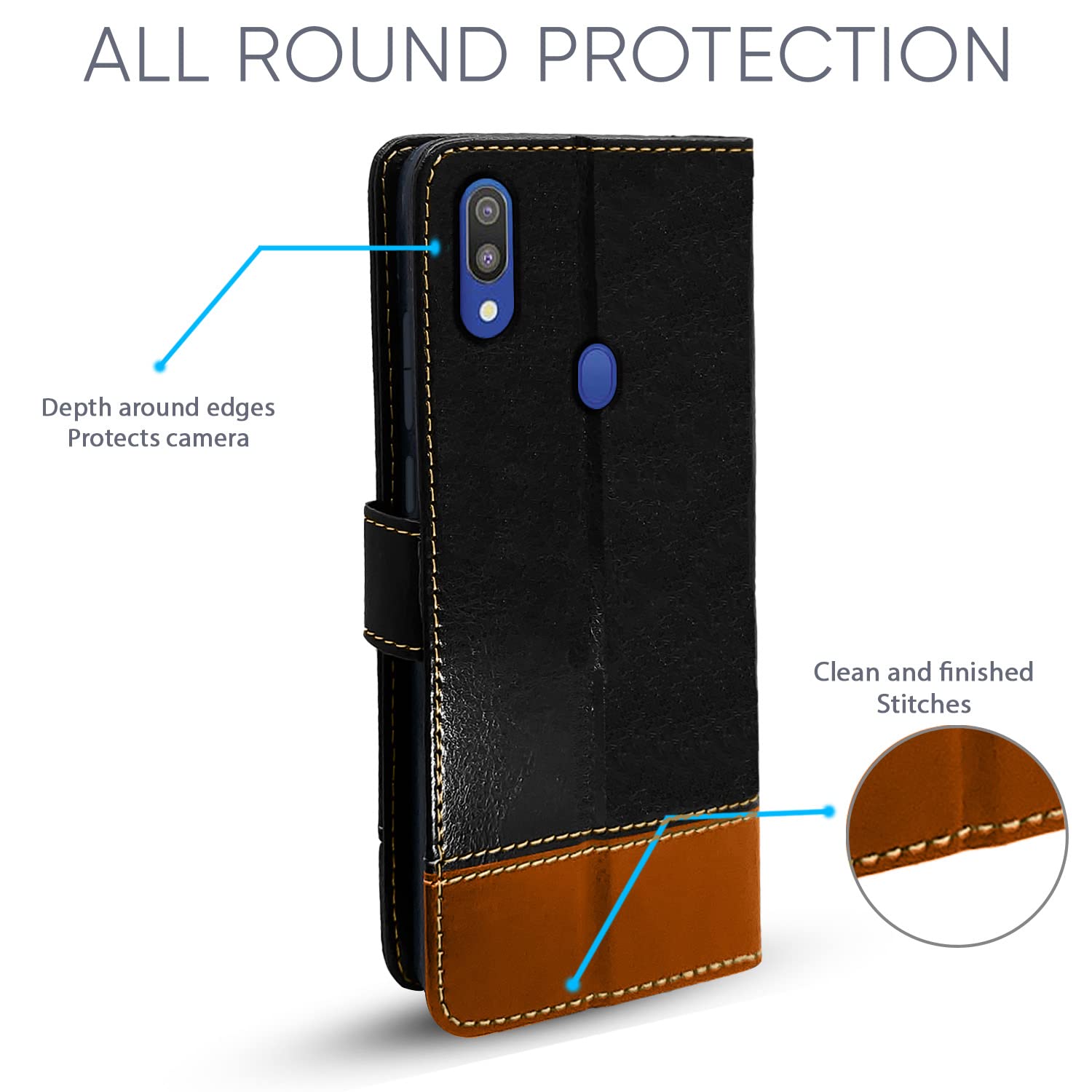 Samsung M20 flip cover in black & brown by Pikkme – photo 2