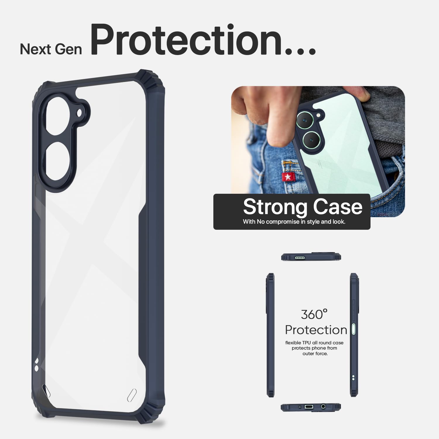 Vivo Y03 4G Clear mobile back cover in blue by Pikkme – photo 6
