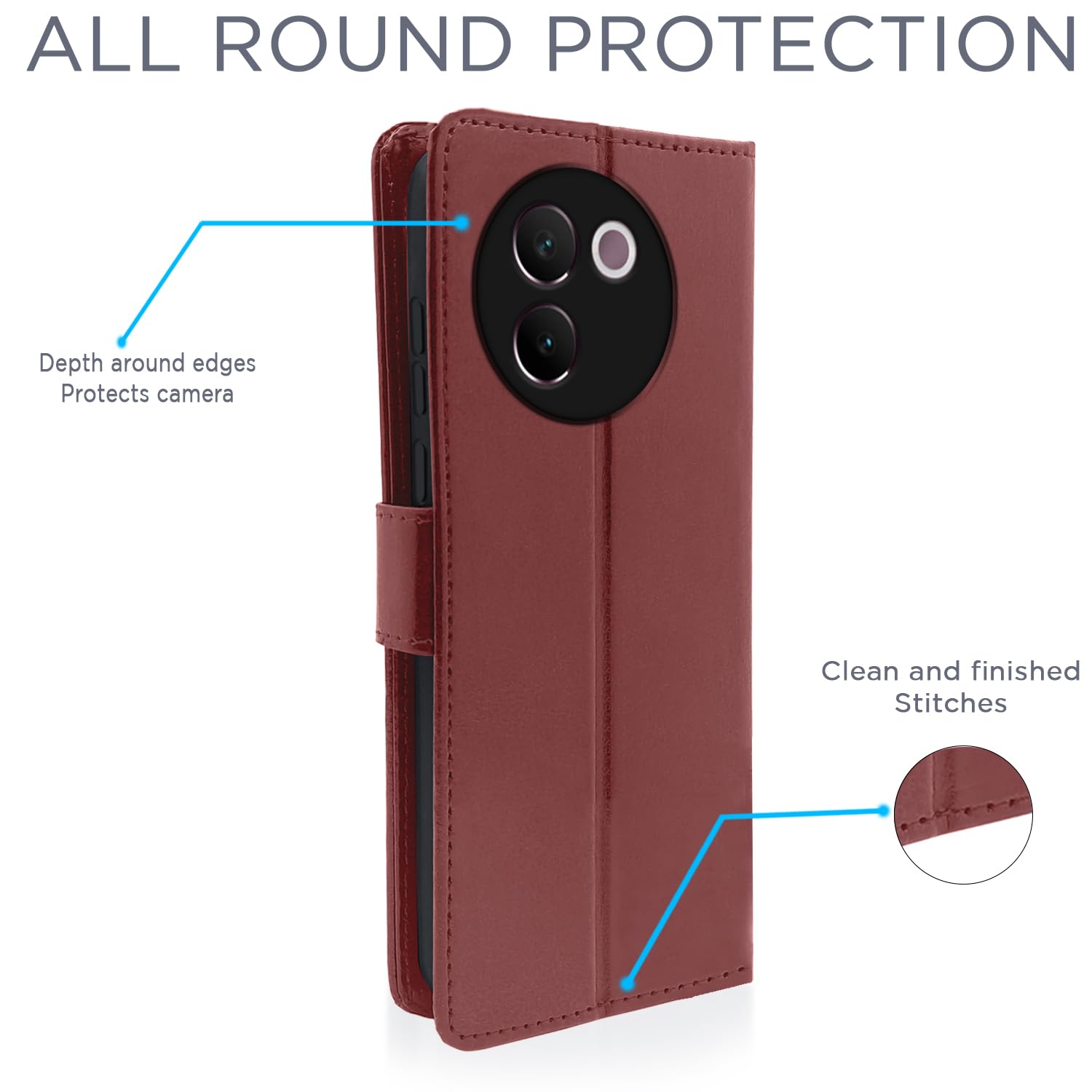 Pikkme Vivo V30e 5G Vintage Flip Cover| Brown