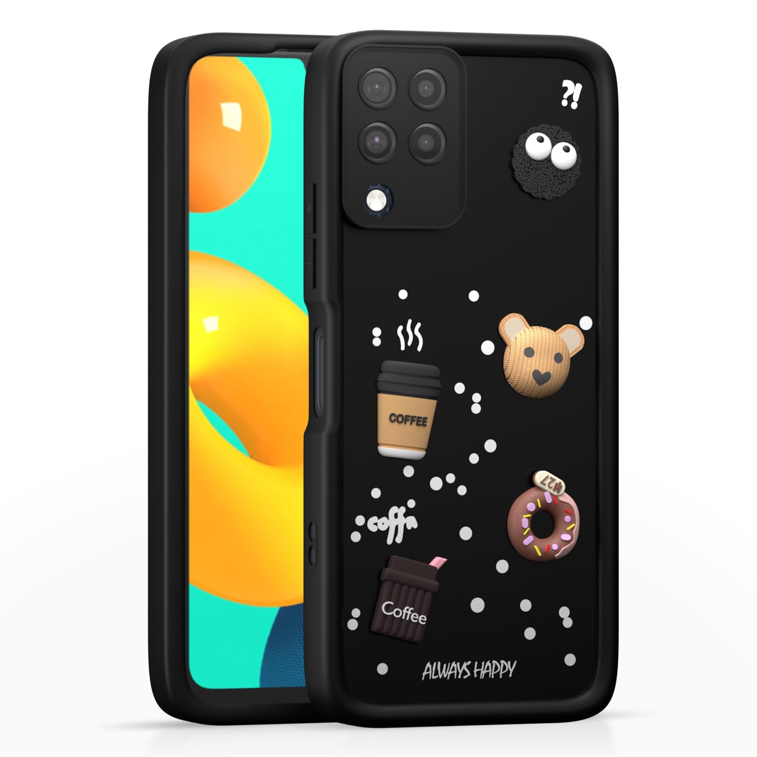 PikkmeSamsung Galaxy M32 4G Cute Fun Cartoon 3D Bear Silicone Back Cover - Black
