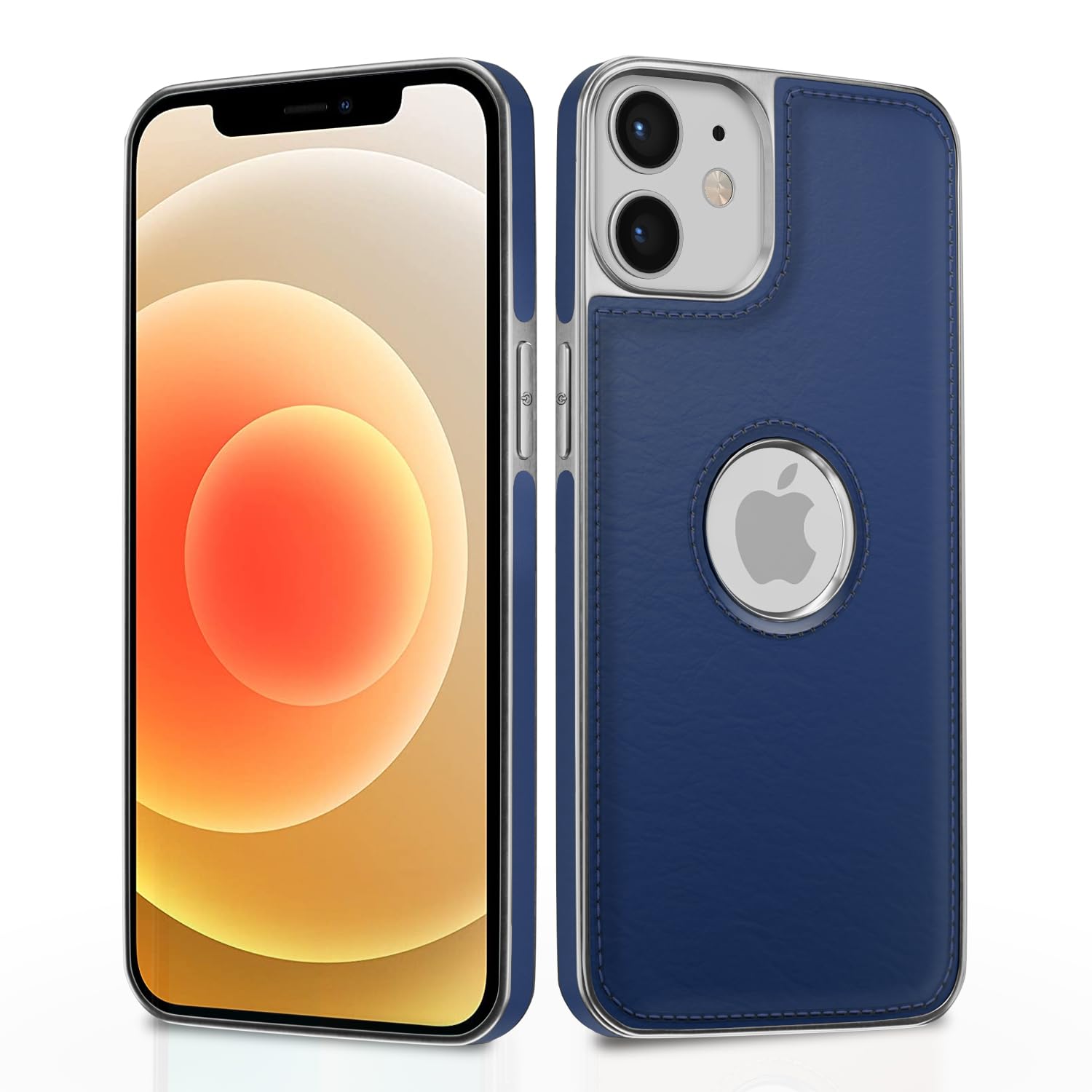 iPhone 12 Mini Chrome Leather Back Cover -Blue