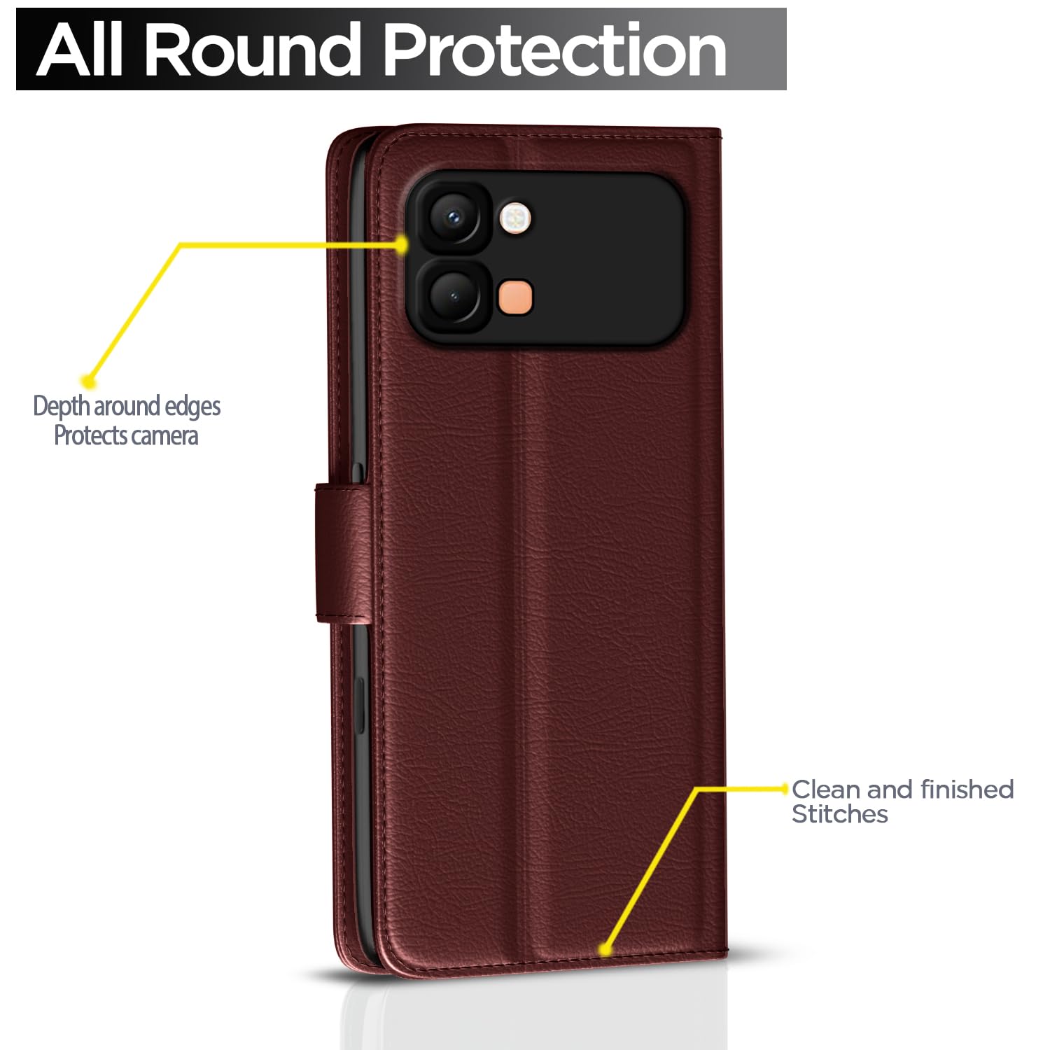 Pikkme brown mobile flip cover for Infinix Note Edge 5G – photo 4