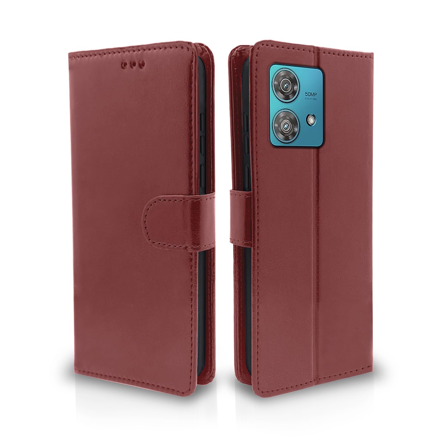 Pikkme brown Wallet flip cover for Moto Edge 40 Neo 5G
