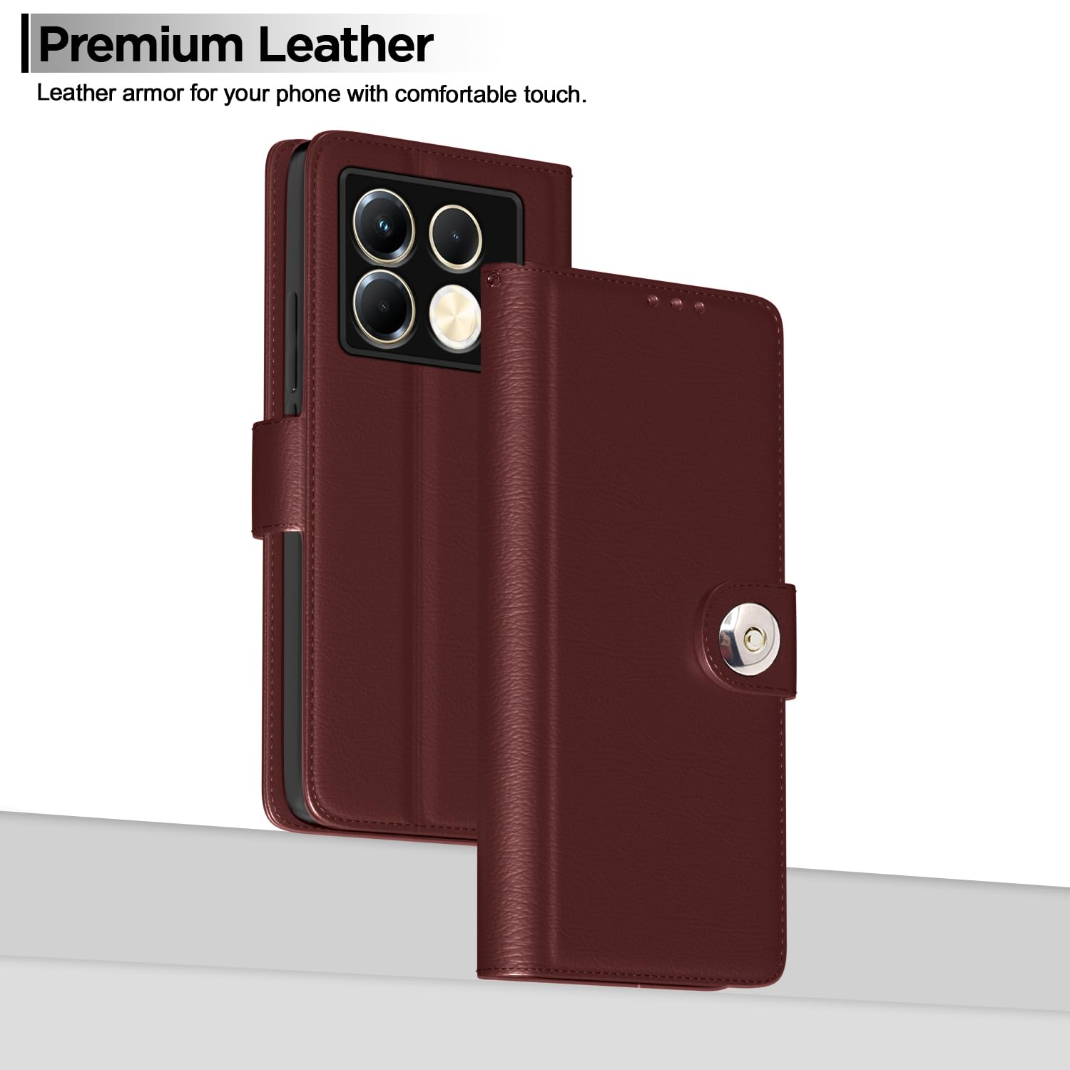 Pikkme brown Button mobile flip cover for Infinix Note 40 5G – photo 2