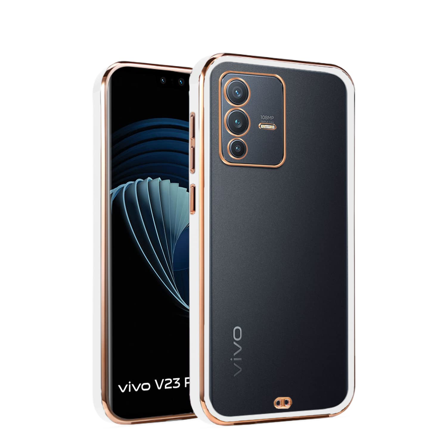 Pikkme white Chrome mobile cover for Vivo V23 Pro 5G