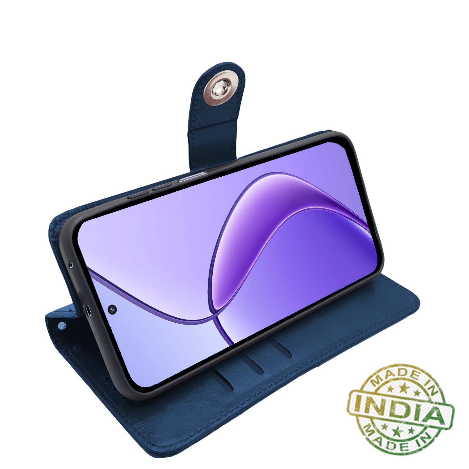 Pikkme Realme Narzo 70x 5G / N65 / Realme 13 / 12 / 12X 5G / C65 Button Flip Cover (Blue)