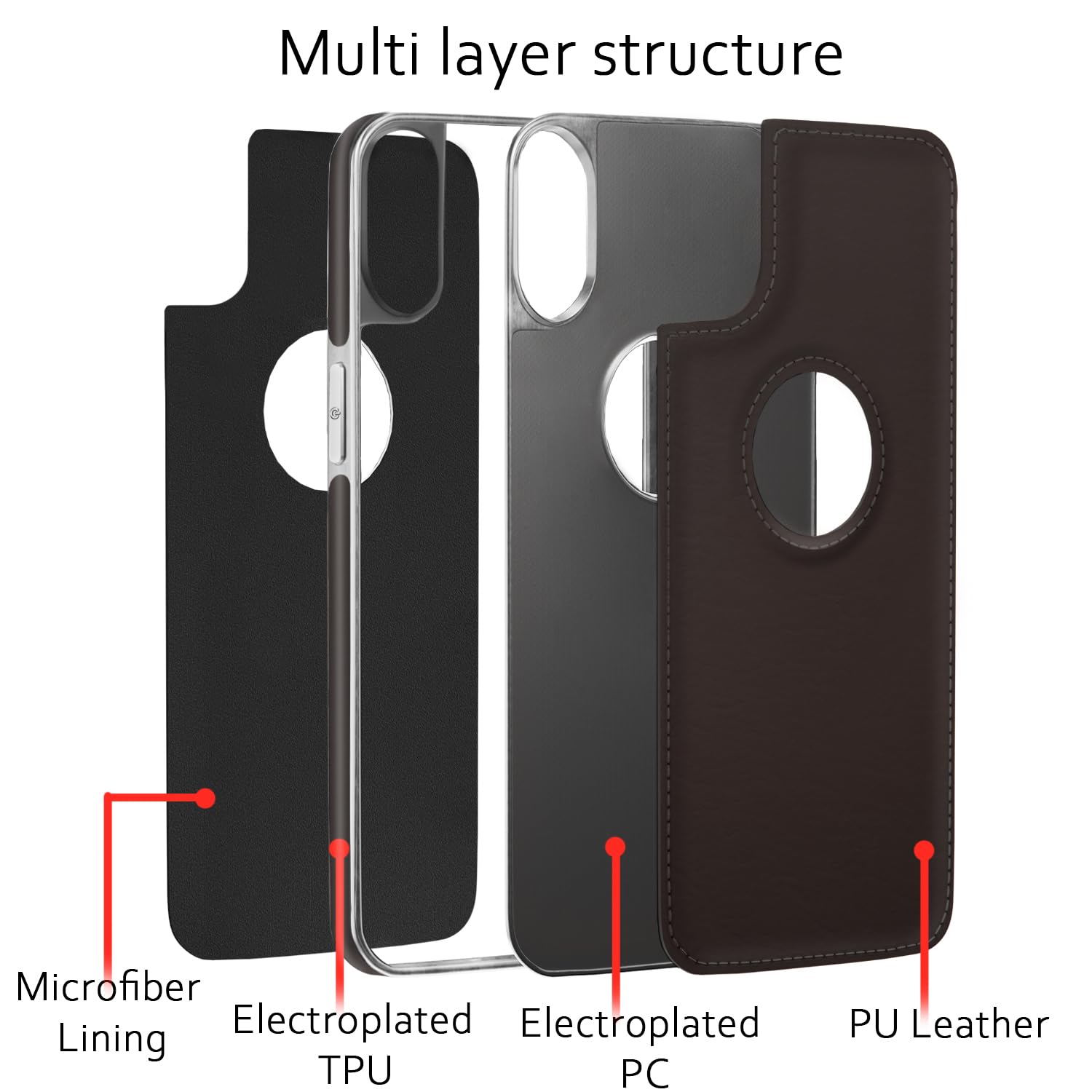Pikkme iPhone XR Silver Electroplated Chrome Leather Back Cover (Coffee)