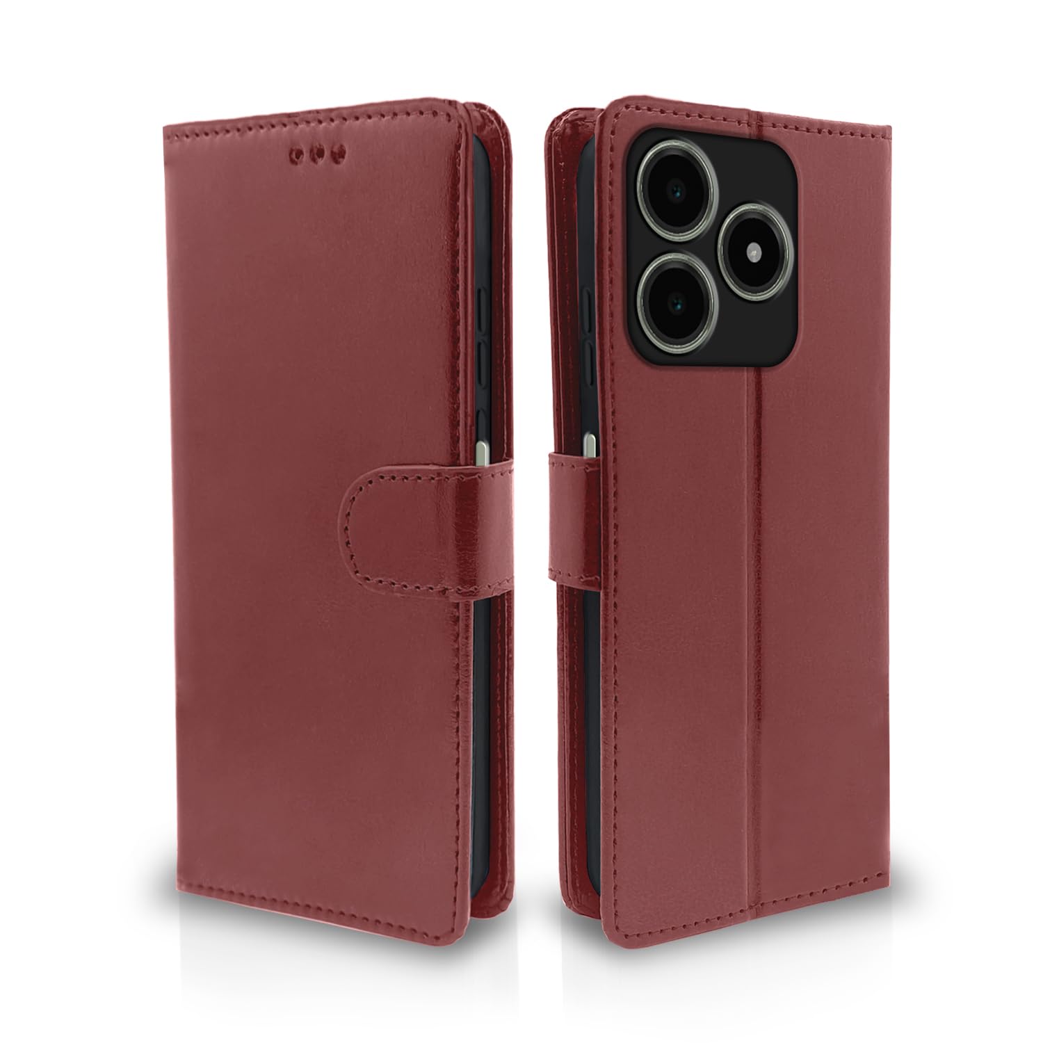 Realme C63 4G Wallet flip cover in brown by Pikkme
