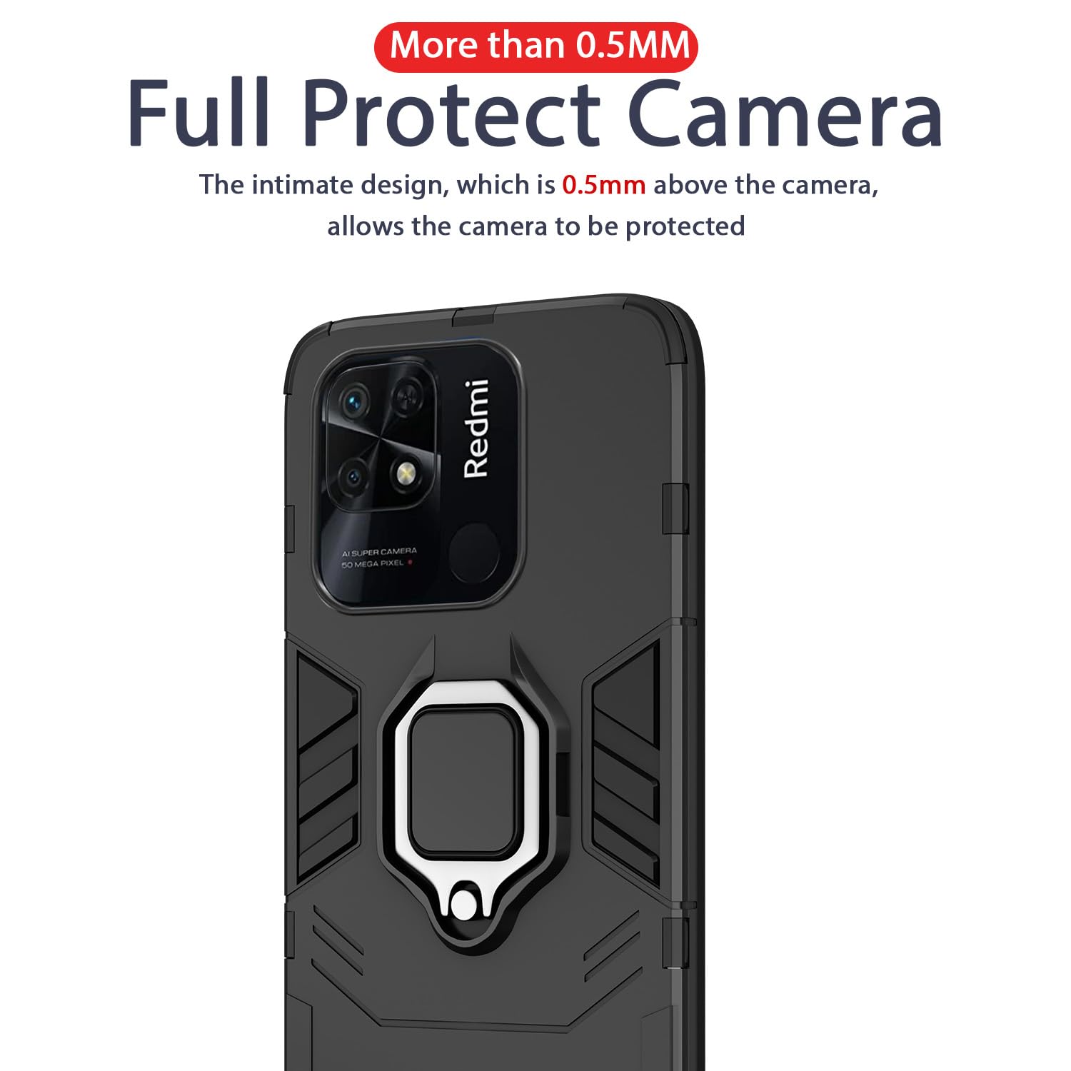 Pikkme Redmi 10 / Redmi 10 Power D5 Tough Armor Back Cover | Black