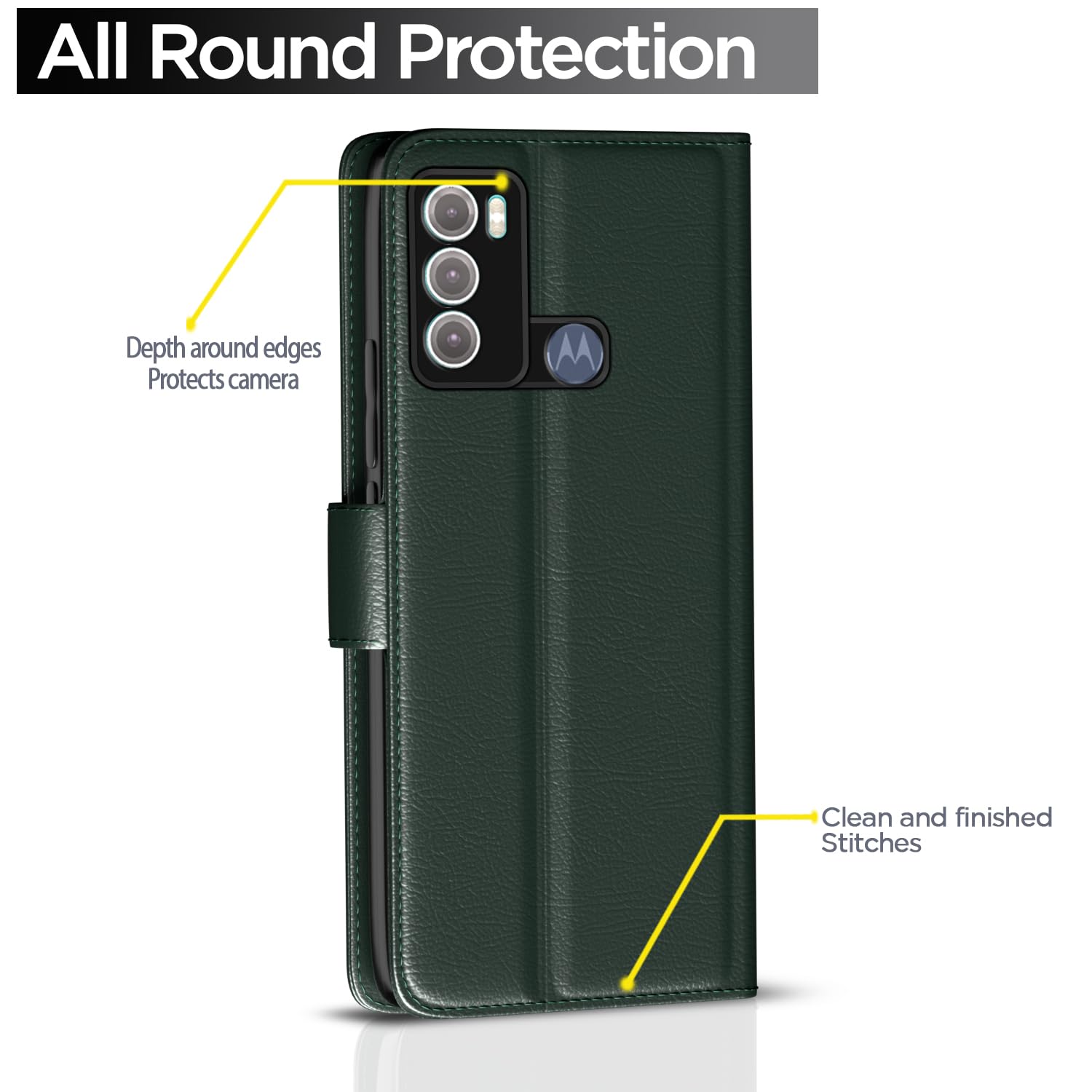 Moto G60/G40 Fusion Wallet flip cover in green by Pikkme – photo 4