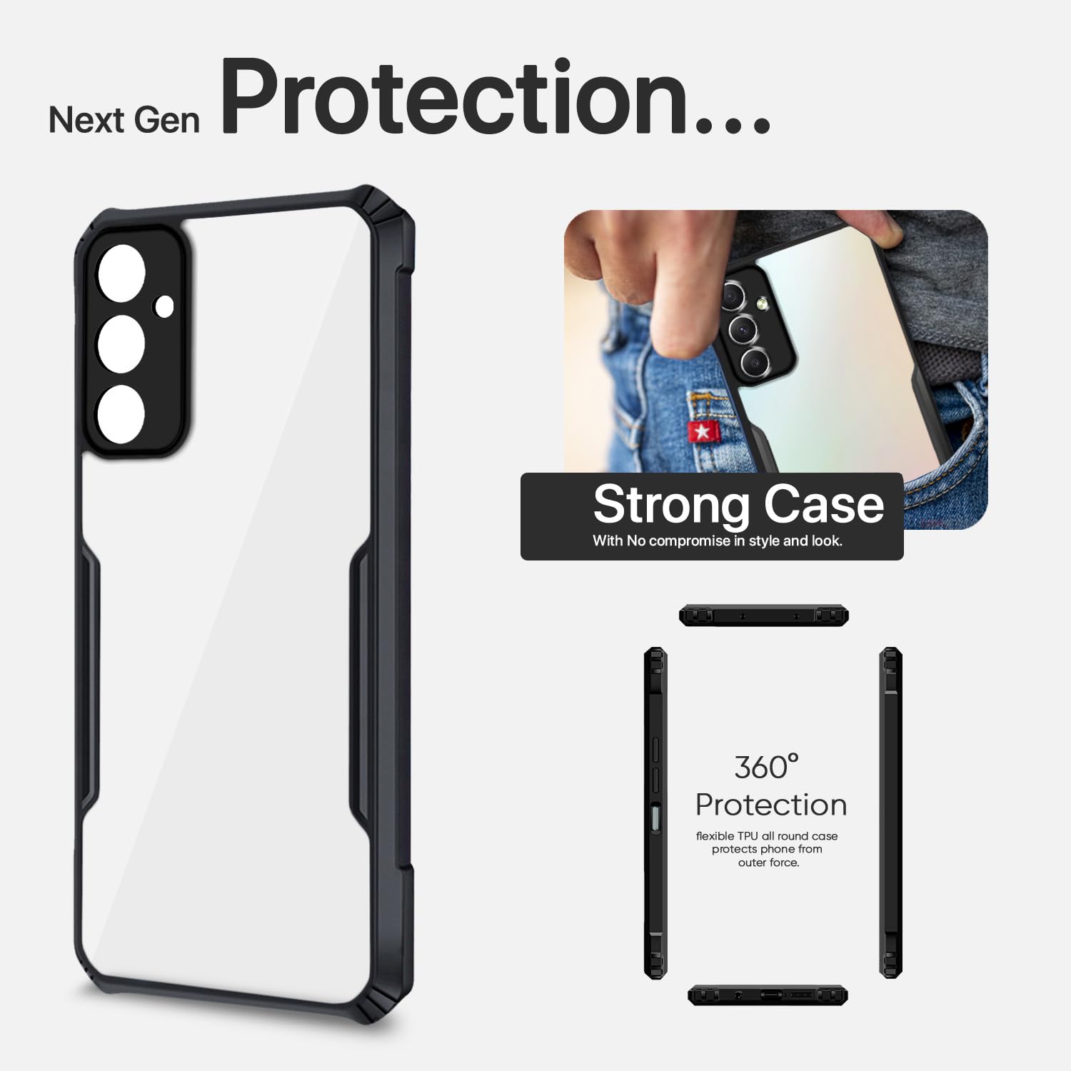 Pikkme thermoplastic polyurethane, black Clear back cover for Samsung M34/F34 5G 5G – photo 6