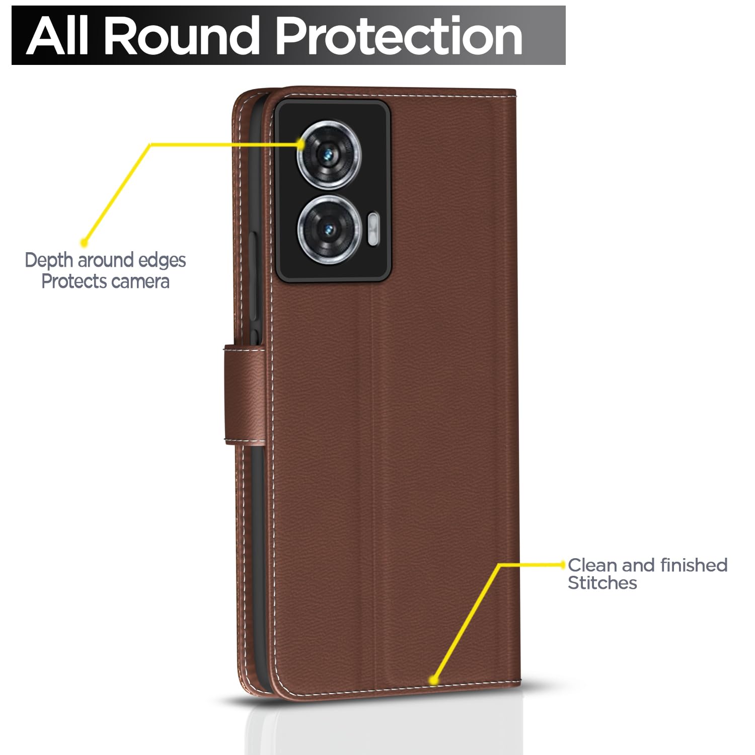 Pikkme tan wallet flip cover for Moto Edge 50 Fusion/G96 5G – photo 4