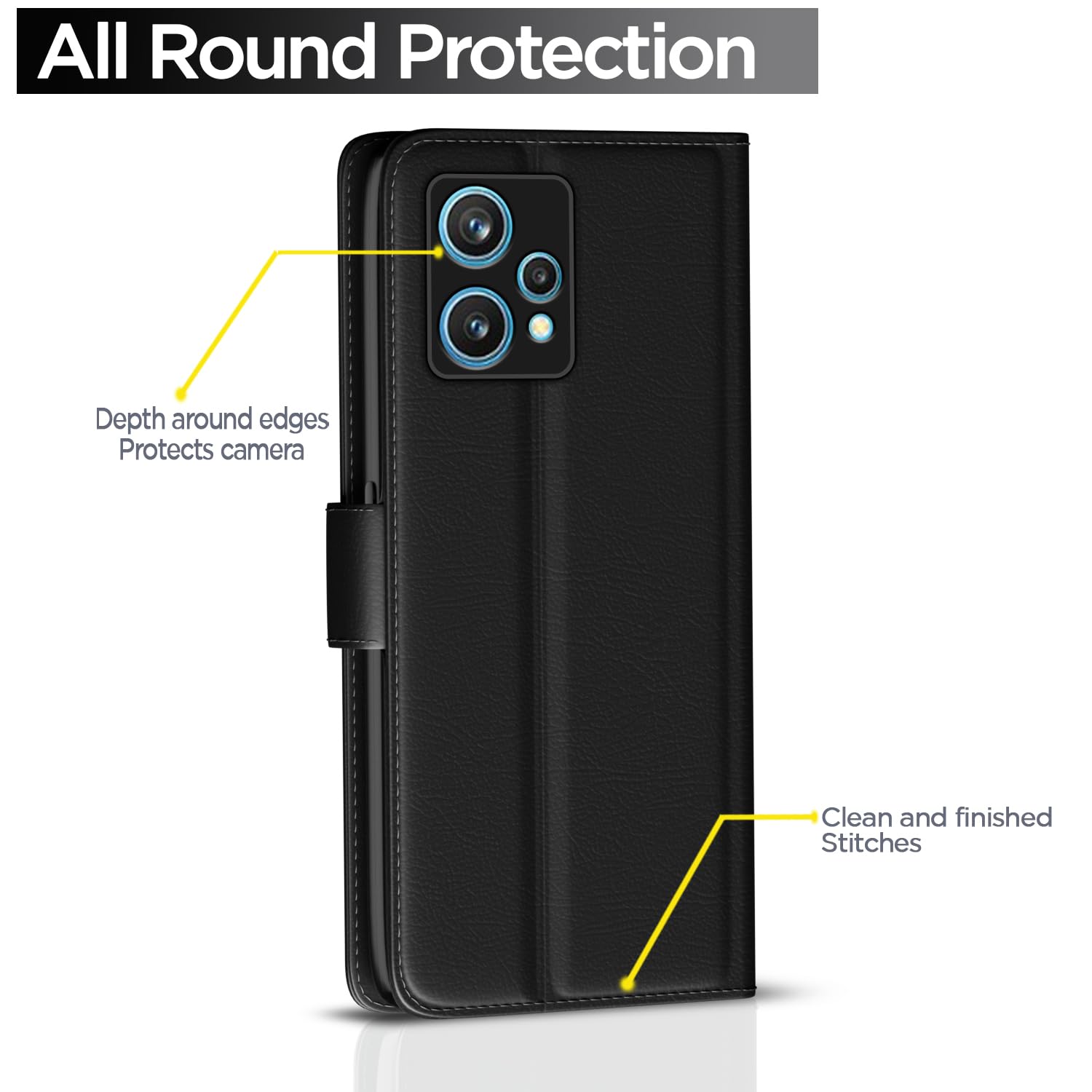 Pikkme Realme 9 Pro Plus 5G black mobile flip cover – photo 4