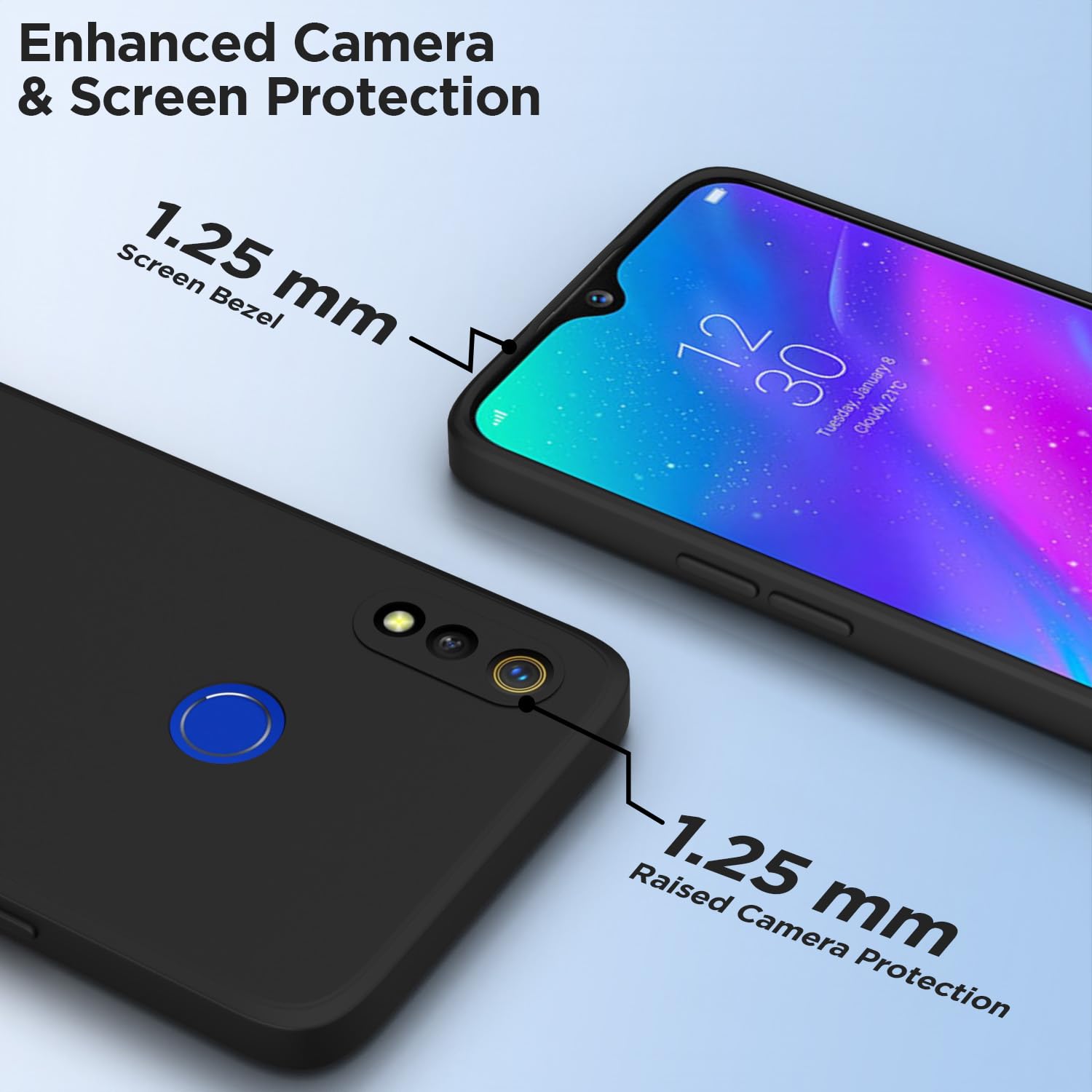 Pikkme Realme 3 Liquid Silicone Back Cover | Black