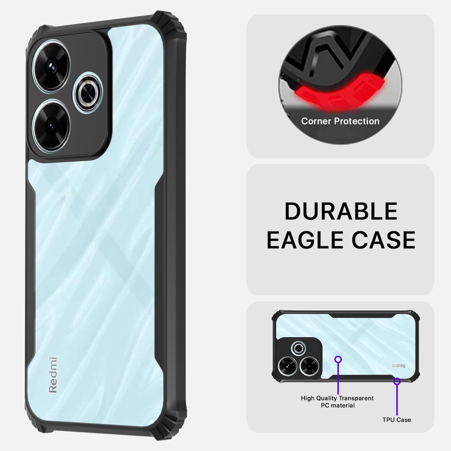 Pikkme Redmi 13 4G Eagle Back Cover (Black)