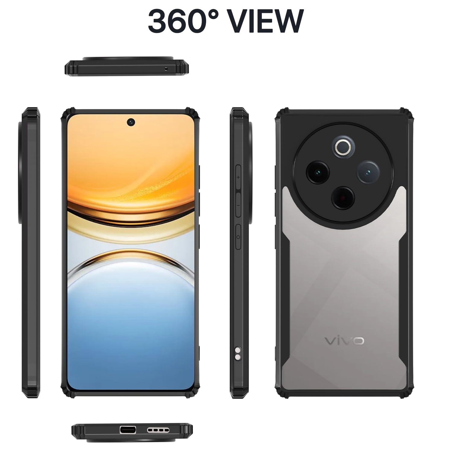 Pikkme Vivo Y300 Pro 5G Eagle Crystal Clear Transparent Back Cover (Black)