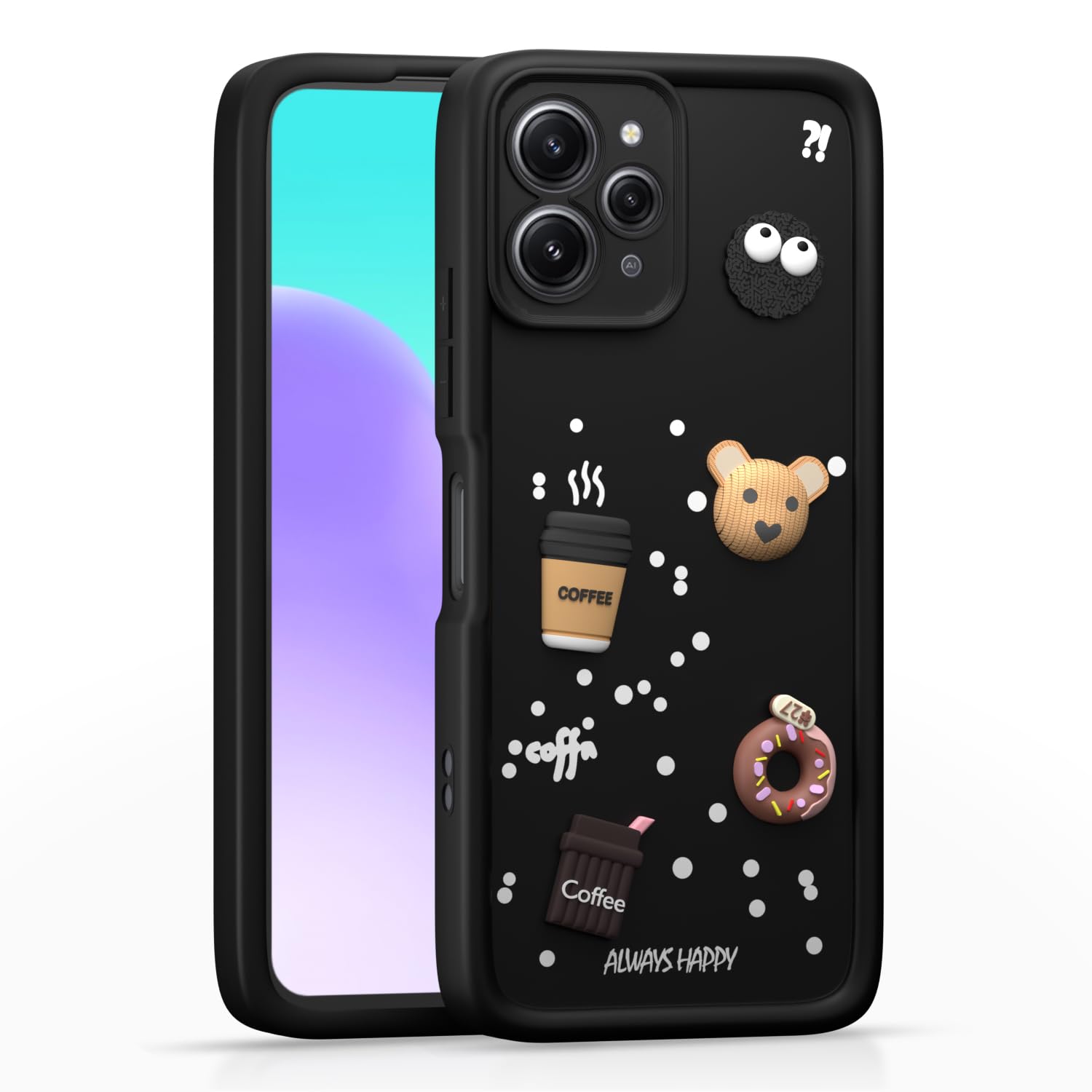 Pikkme black Silicone phone cover for Redmi 12 4G/3D