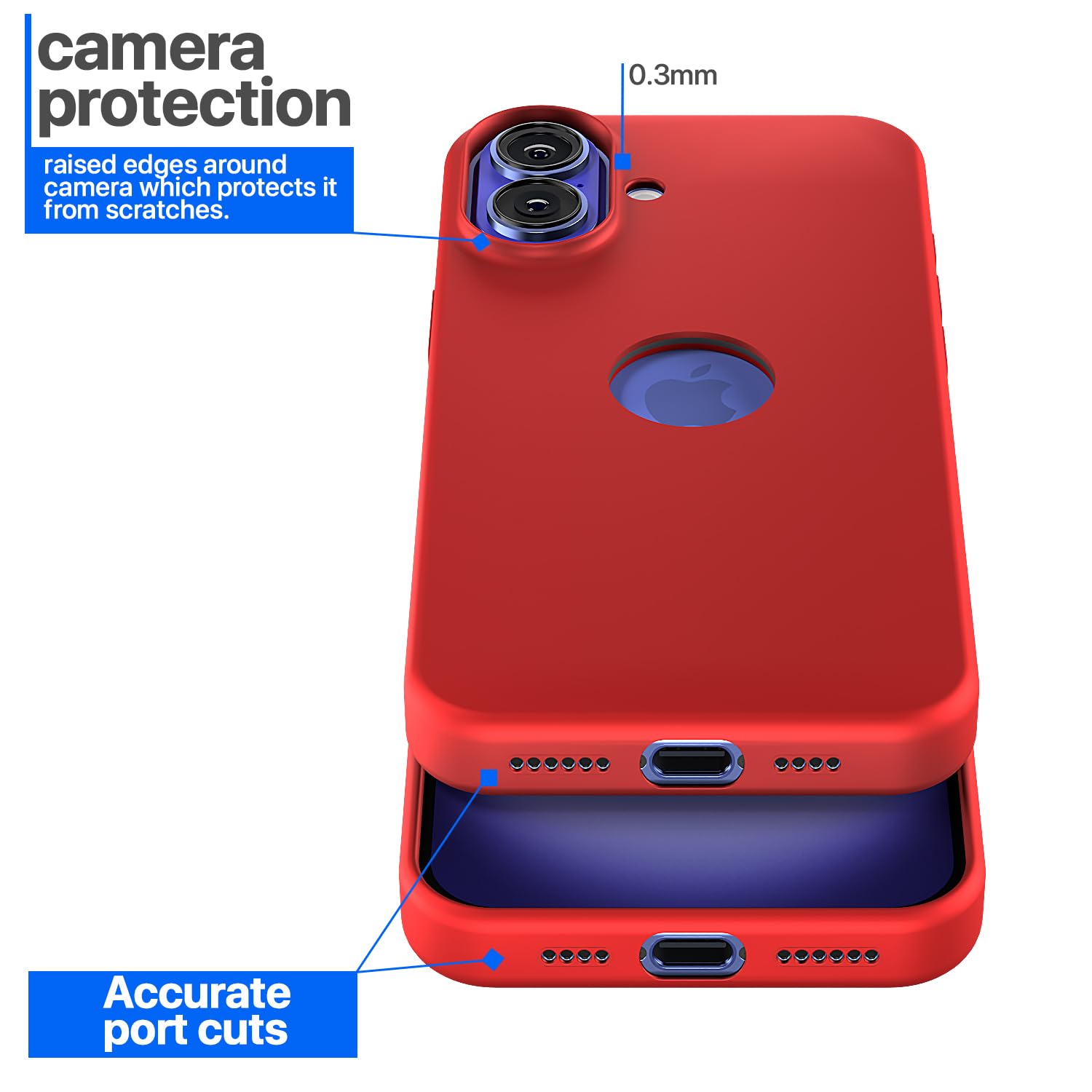 Pikkme iPhone 16 Plus Super Soft Silicone Back Cover (Red)