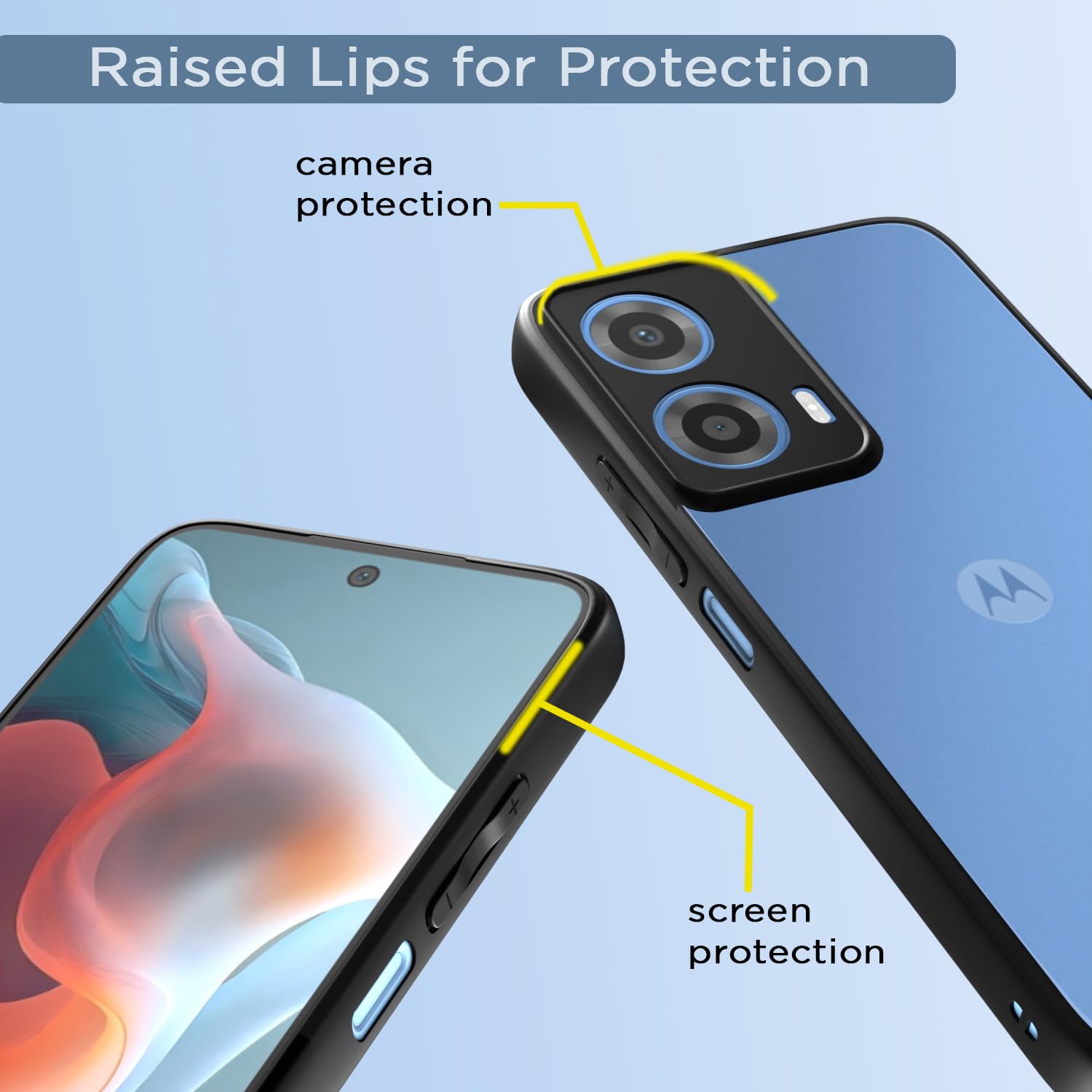 Pikkme Motorola Moto G34 / G45 5G Eagle 2 Shockproof Transparent Sleek Hybrid Armor Back Cover (Black)