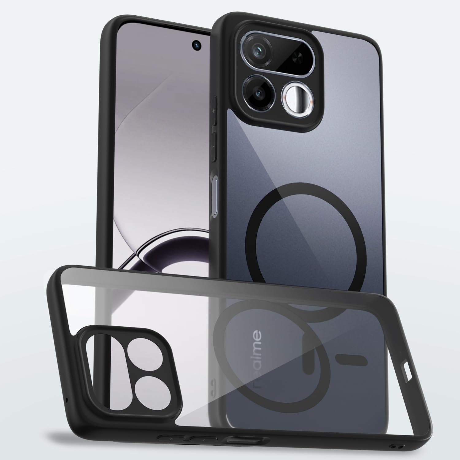 Pikkme black mag-safe mobile back cover for Realme 16T 5G