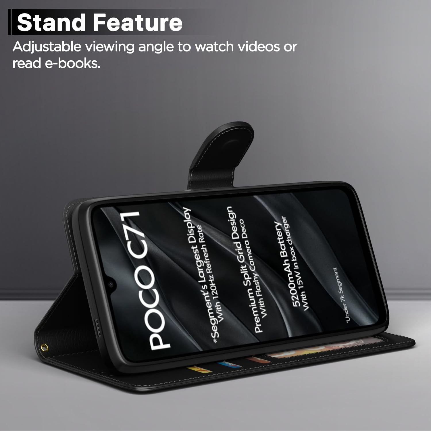 Pikkme Poco C71 / Redmi A5 Vintage Flip Cover (Black)