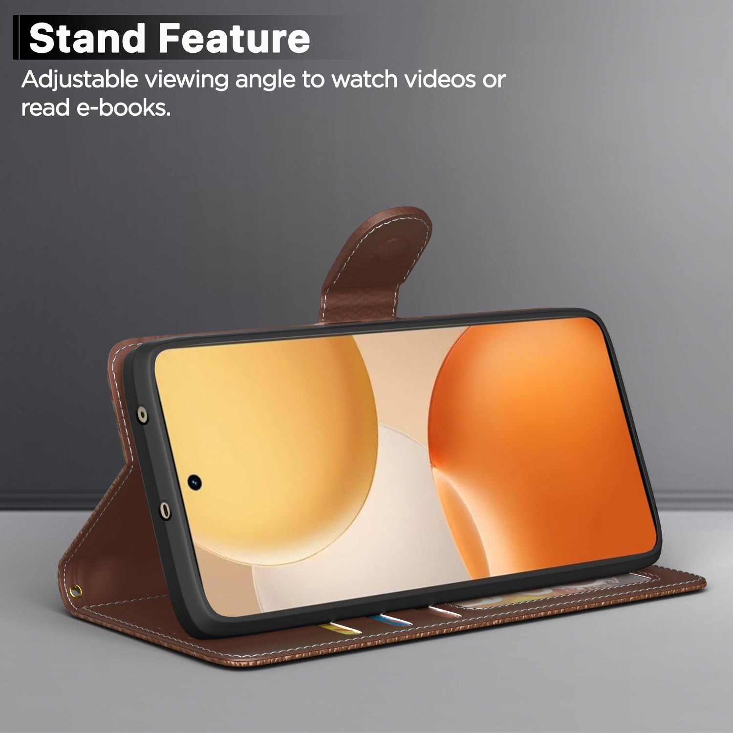Realme P4 5G Wallet flip case in tan by Pikkme – photo 3