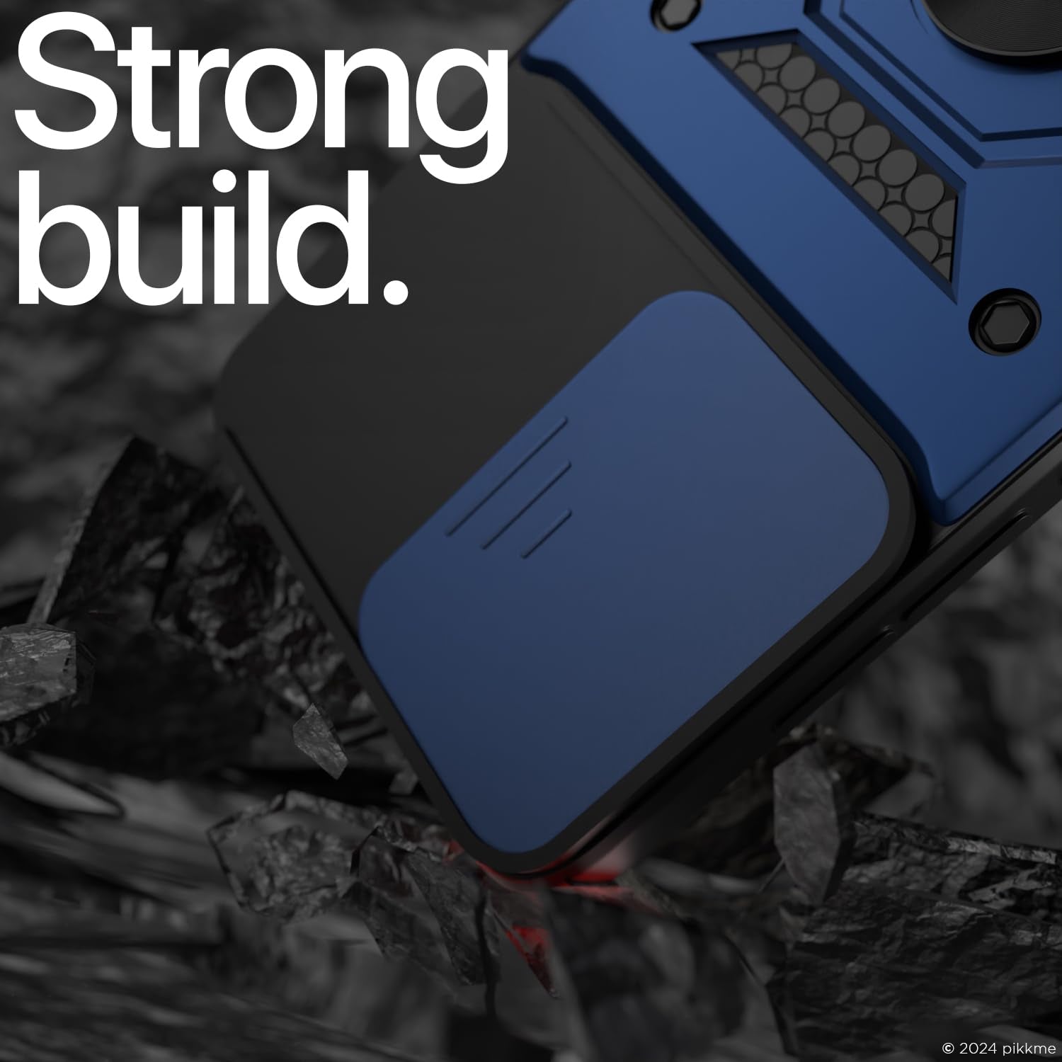 Pikkme Motorola Moto G85 5G Sliding Camera Shield & Stand D10 Tough Armor Back Cover (Blue)