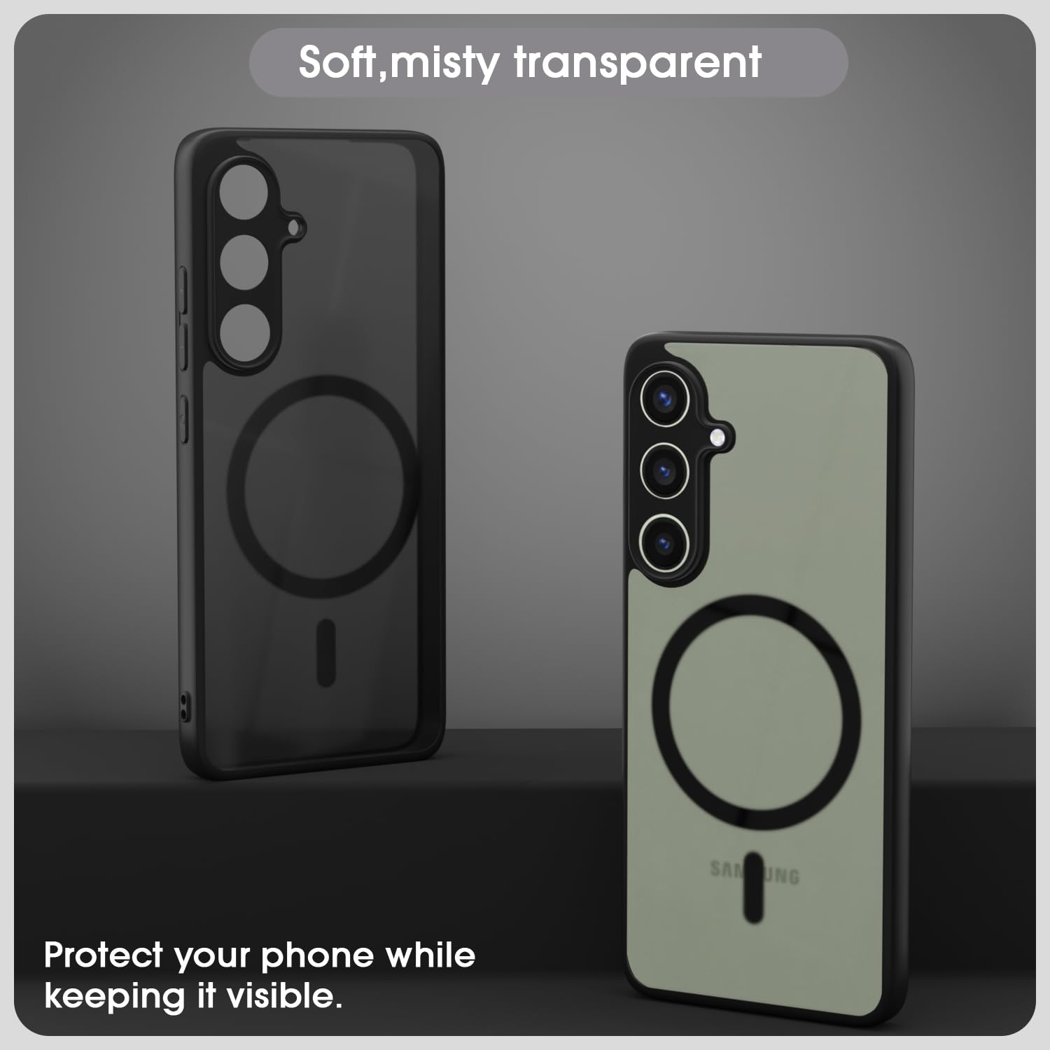 Samsung S24 5G mobile back cover in black smoke mag-safe by Pikkme – photo 3